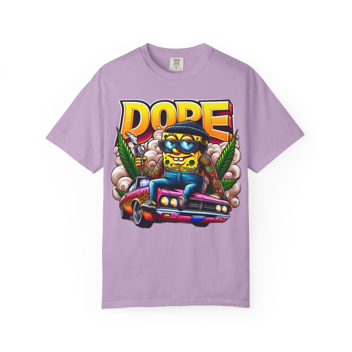 Dope Spongebob Unisex Garment-Dyed T-Shirt, Streetwear Tee, Artist T-Shirt, Casual Fashion, Gift for Anime Fans, Summer Vibes, Cannabis, 420