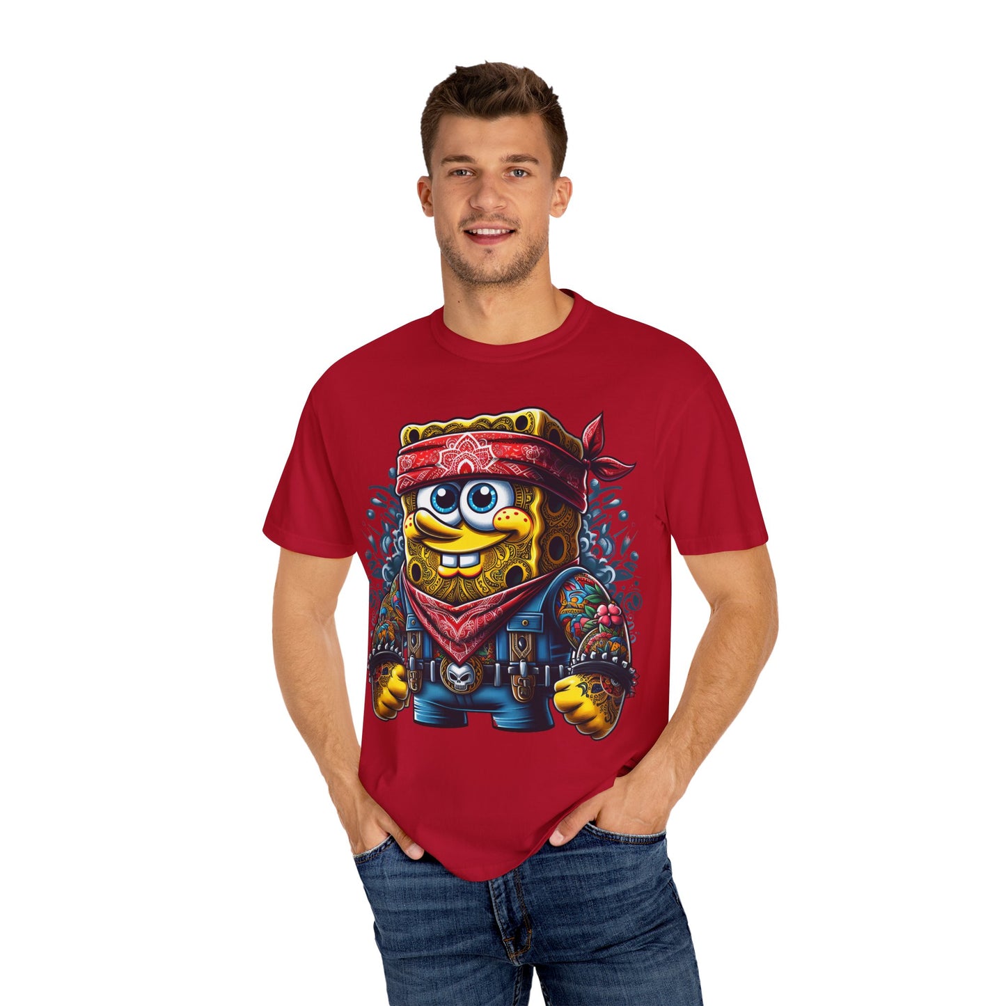 Playful Pirate SpongeBob T-Shirt, Unisex Graphic Tee, Funny Beachwear, Kids Gift, Cartoon Apparel, Summer Wear, Gift for Fans, 420, Cannabis
