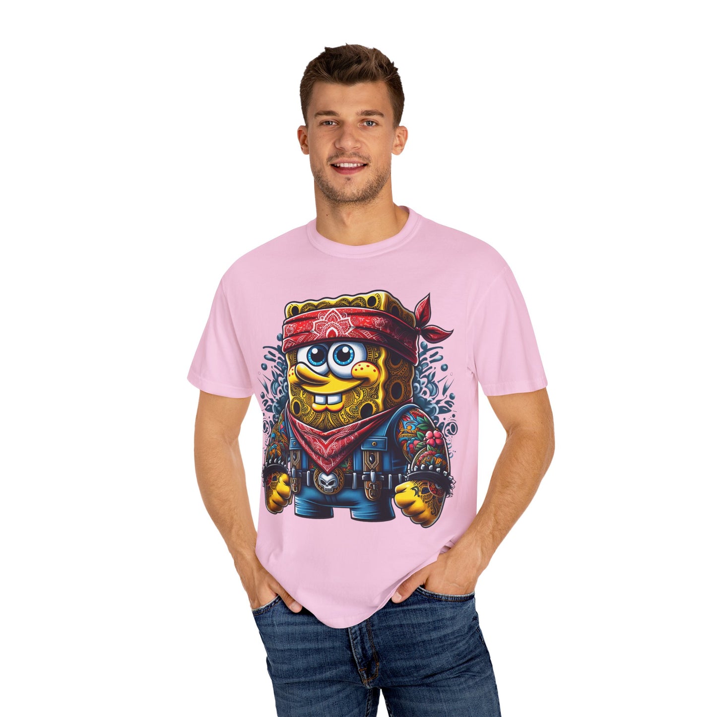 Playful Pirate SpongeBob T-Shirt, Unisex Graphic Tee, Funny Beachwear, Kids Gift, Cartoon Apparel, Summer Wear, Gift for Fans, 420, Cannabis