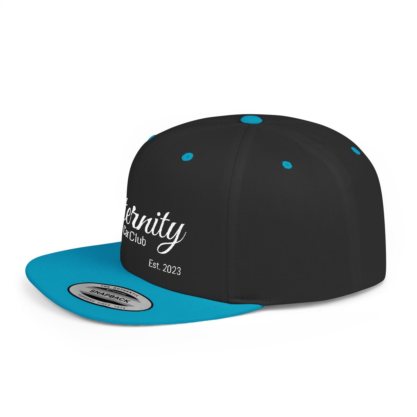 Embroidered Eternity Car Club Flat Bill Snapback Hat