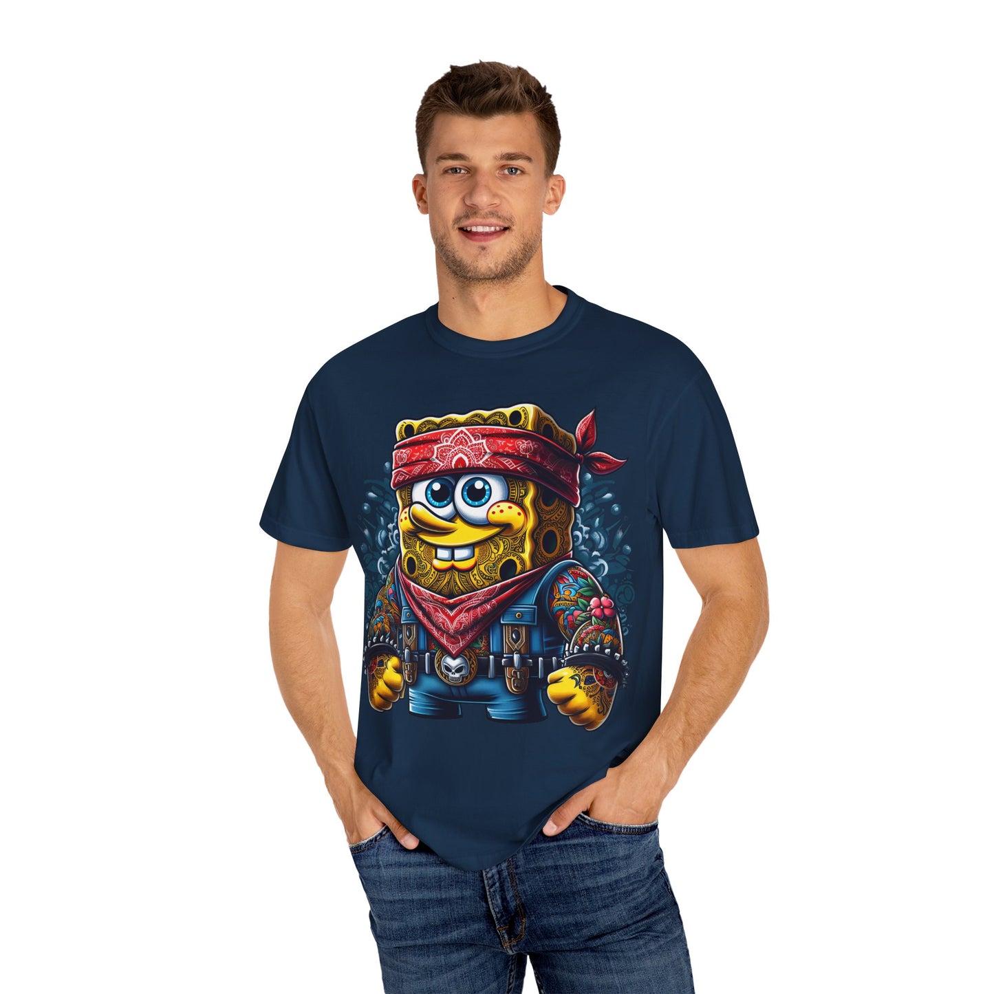 Playful Pirate SpongeBob T-Shirt, Unisex Graphic Tee, Funny Beachwear, Kids Gift, Cartoon Apparel, Summer Wear, Gift for Fans, 420, Cannabis
