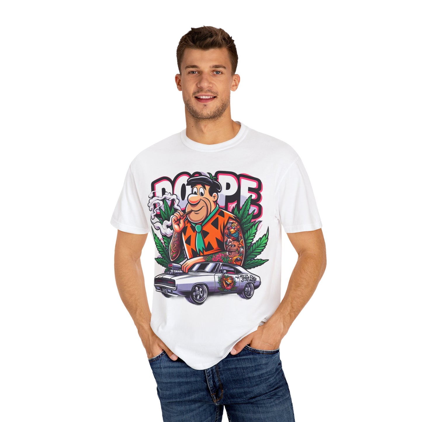 Cool Retro Cartoon T-shirt, Vintage Vibe Tee, Gift for Dads, Smoky Chill Shirt, Unisex Garment-Dyed Tee, Streetwear Style, 420, Cannabis