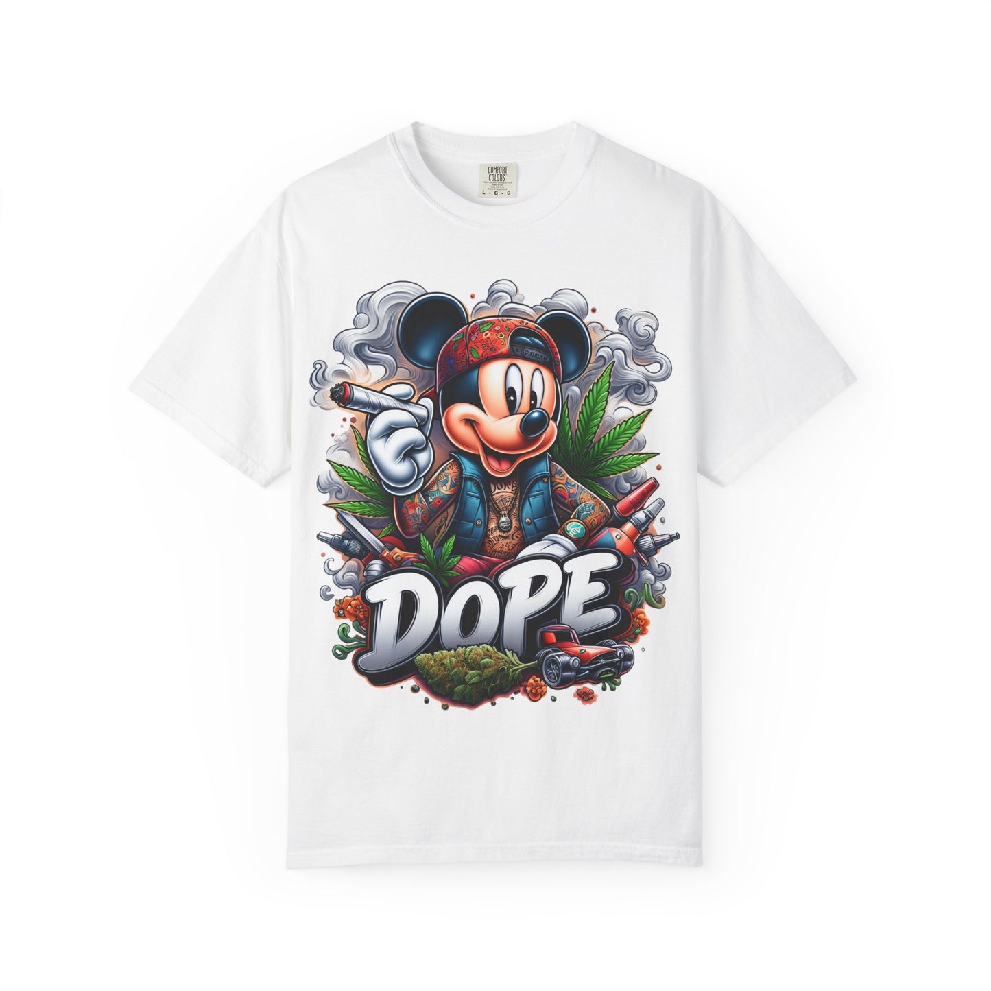 Dope Mickey Mouse Unisex Garment-Dyed T-shirt, Streetwear Tee, Gift for Disney Lovers, Funky Graphic Tee, Casual Wear, 420, Cannabis