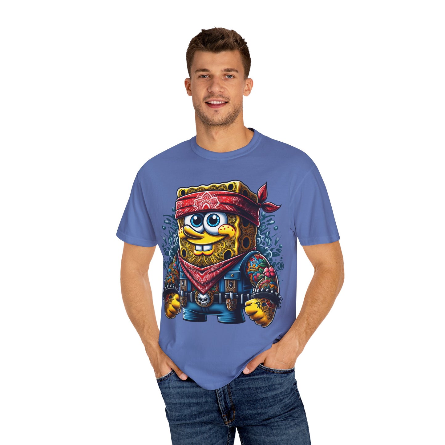 Playful Pirate SpongeBob T-Shirt, Unisex Graphic Tee, Funny Beachwear, Kids Gift, Cartoon Apparel, Summer Wear, Gift for Fans, 420, Cannabis
