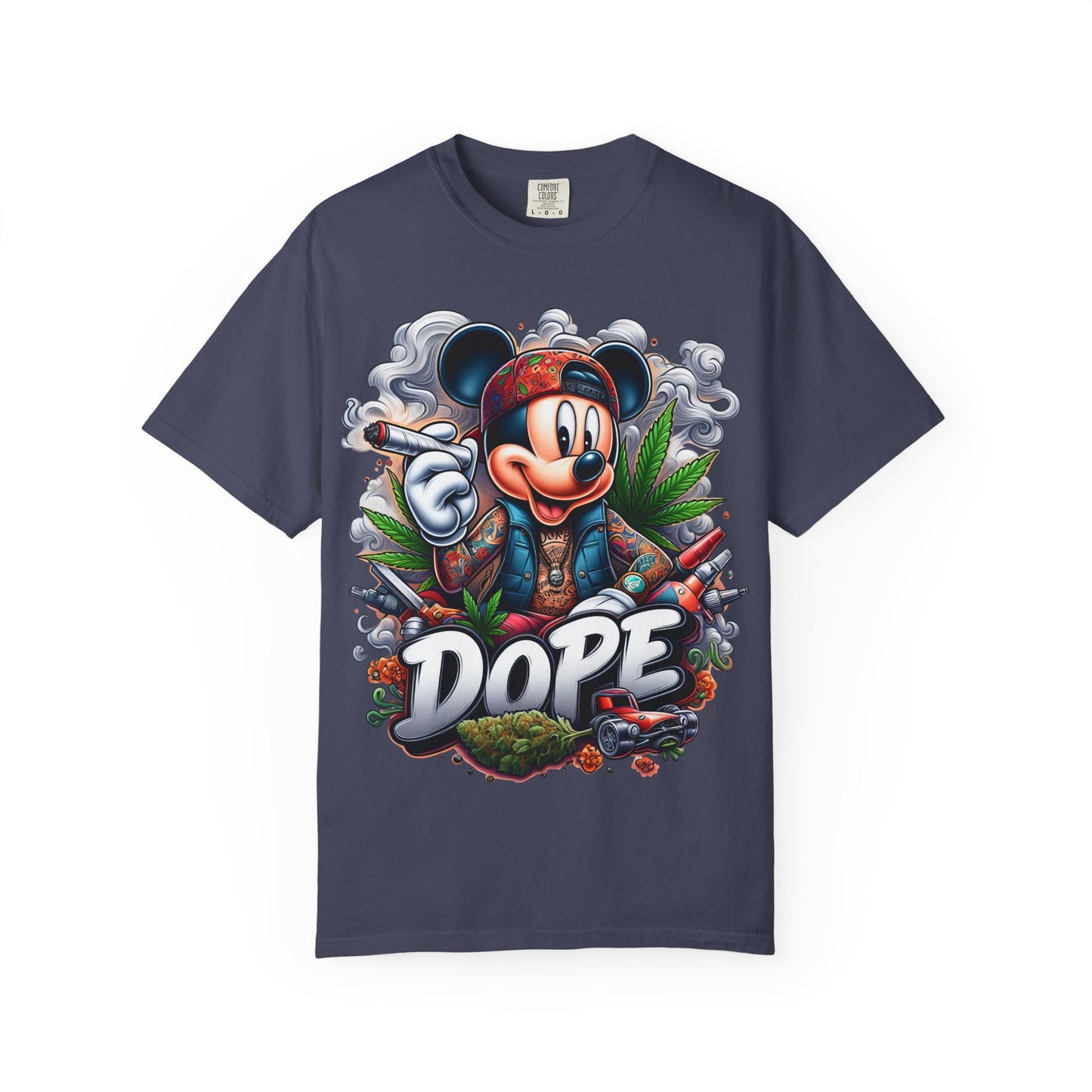 Dope Mickey Mouse Unisex Garment-Dyed T-shirt, Streetwear Tee, Gift for Disney Lovers, Funky Graphic Tee, Casual Wear, 420, Cannabis