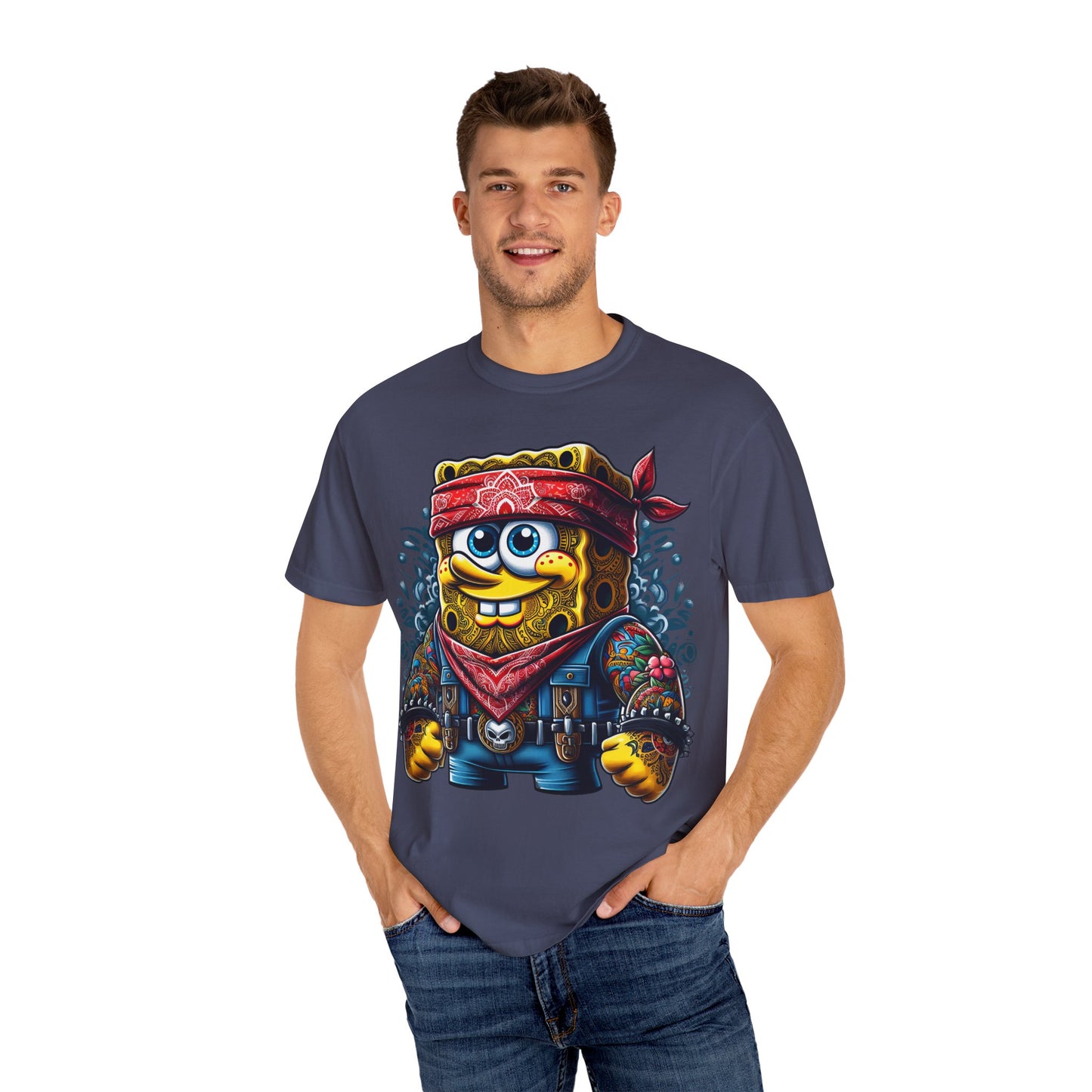 Playful Pirate SpongeBob T-Shirt, Unisex Graphic Tee, Funny Beachwear, Kids Gift, Cartoon Apparel, Summer Wear, Gift for Fans, 420, Cannabis
