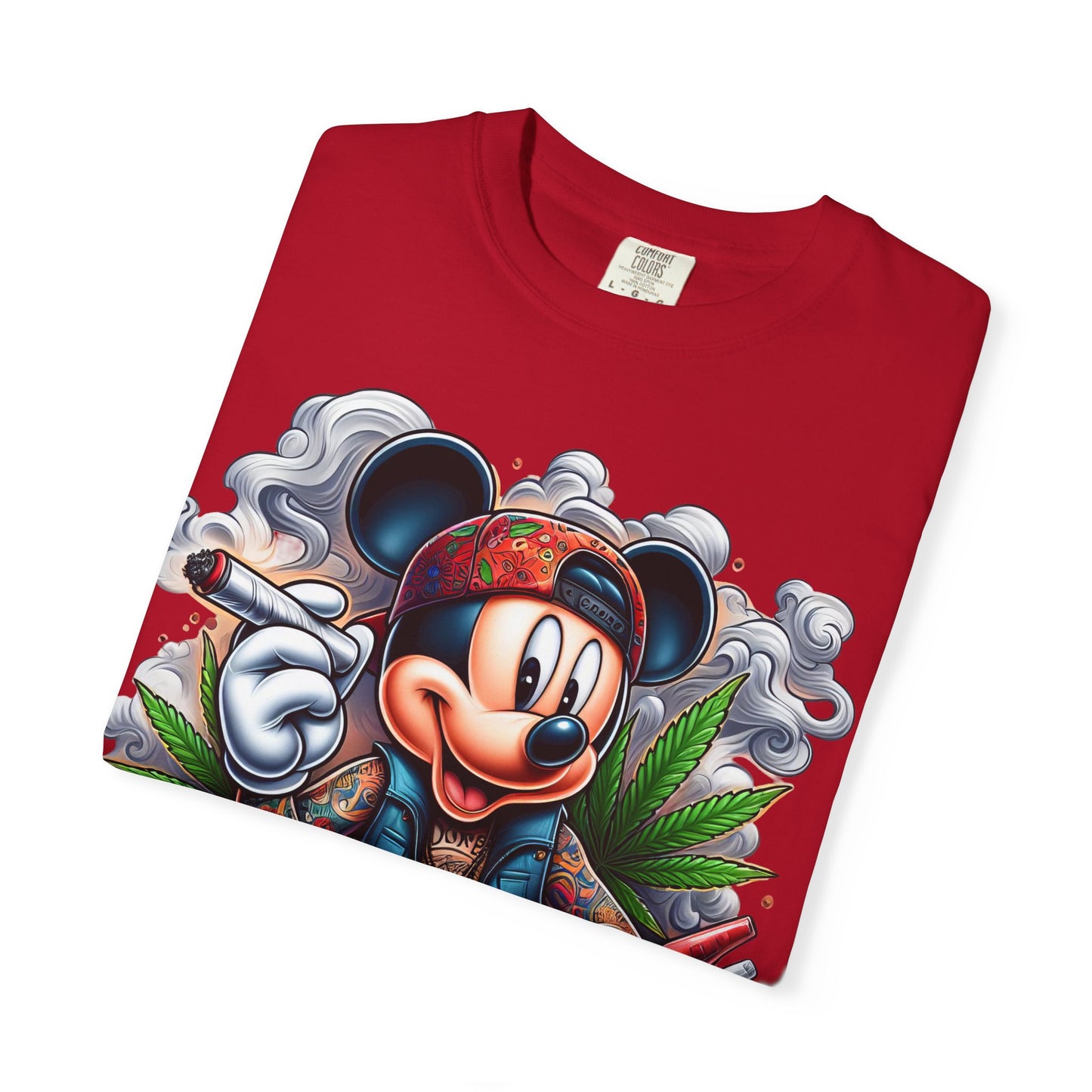 Dope Mickey Mouse Unisex Garment-Dyed T-shirt, Streetwear Tee, Gift for Disney Lovers, Funky Graphic Tee, Casual Wear, 420, Cannabis