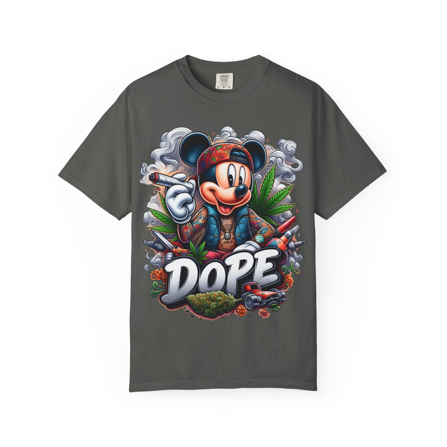 Dope Mickey Mouse Unisex Garment-Dyed T-shirt, Streetwear Tee, Gift for Disney Lovers, Funky Graphic Tee, Casual Wear, 420, Cannabis