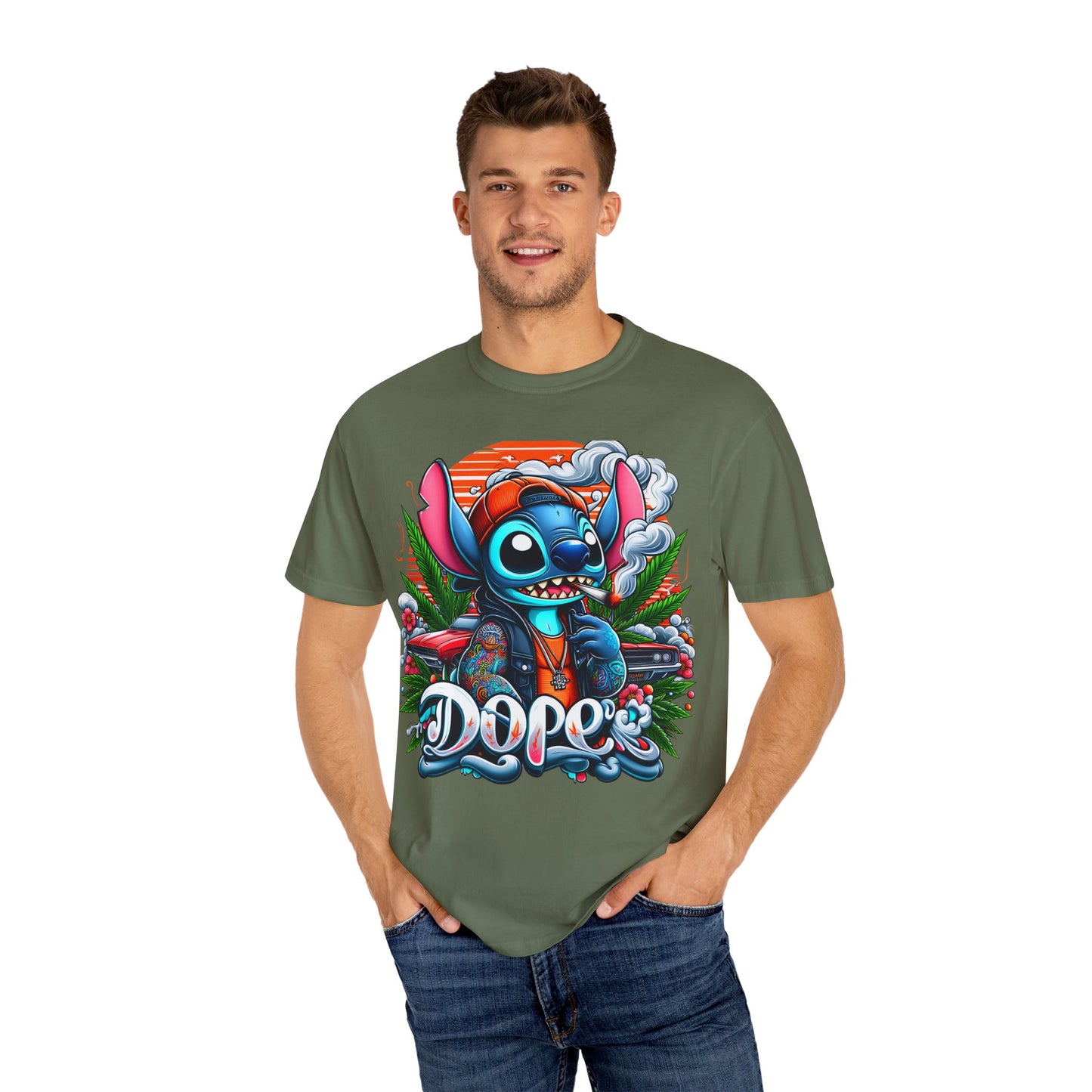 Dope Illustrated Unisex Garment-Dyed T-Shirt | Trendy Streetwear, Casual Style, Summer Fashion,