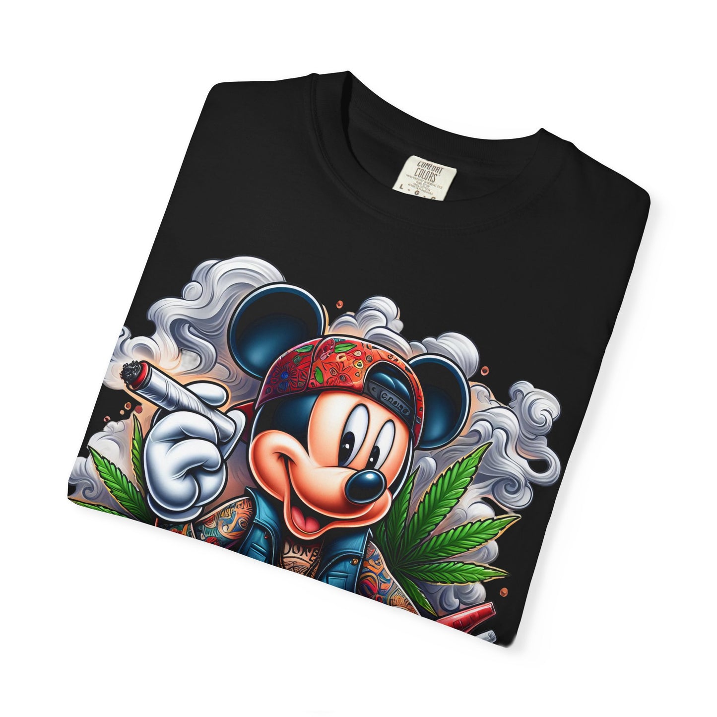Dope Mickey Mouse Unisex Garment-Dyed T-shirt, Streetwear Tee, Gift for Disney Lovers, Funky Graphic Tee, Casual Wear, 420, Cannabis