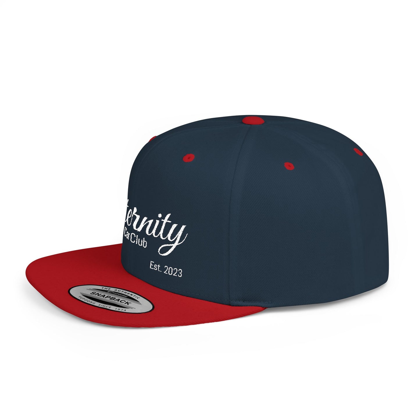 Embroidered Eternity Car Club Flat Bill Snapback Hat