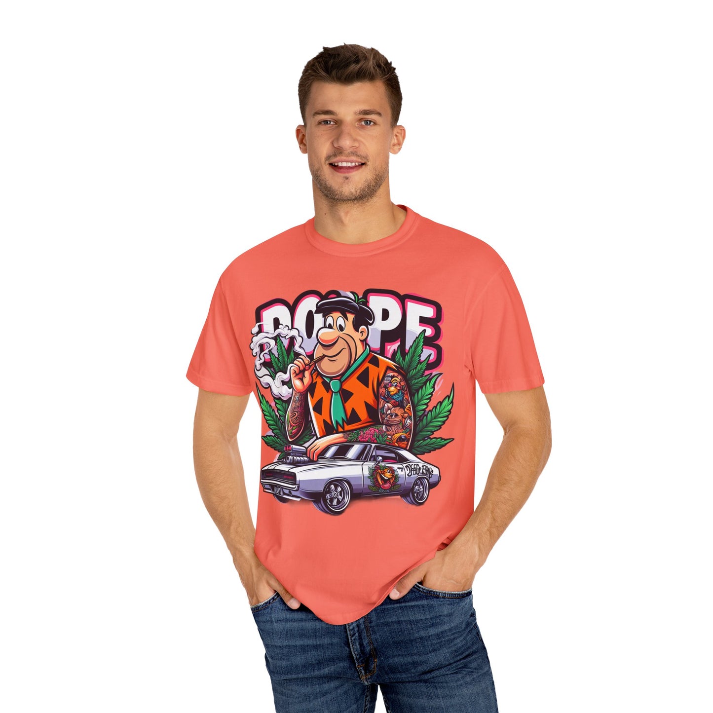 Cool Retro Cartoon T-shirt, Vintage Vibe Tee, Gift for Dads, Smoky Chill Shirt, Unisex Garment-Dyed Tee, Streetwear Style, 420, Cannabis