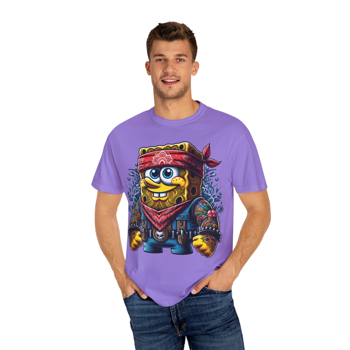 Playful Pirate SpongeBob T-Shirt, Unisex Graphic Tee, Funny Beachwear, Kids Gift, Cartoon Apparel, Summer Wear, Gift for Fans, 420, Cannabis