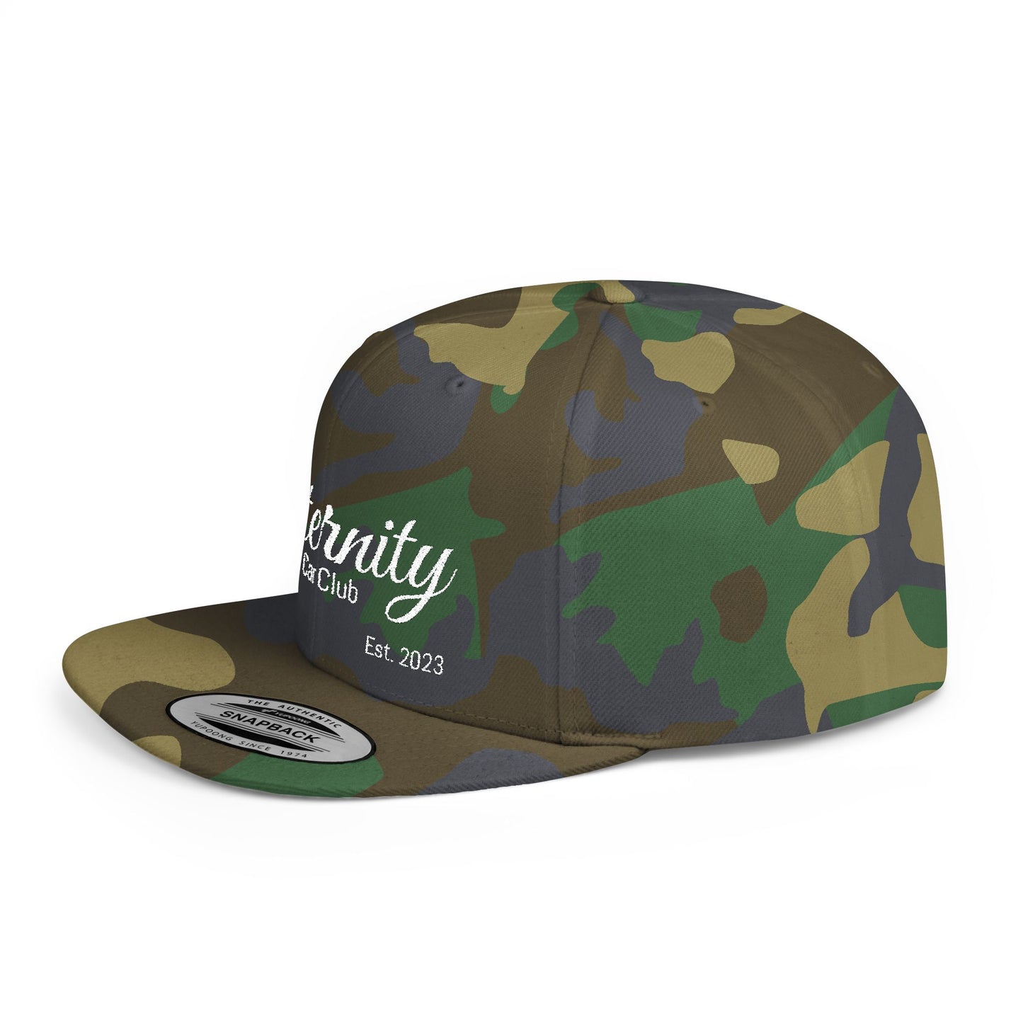 Embroidered Eternity Car Club Flat Bill Snapback Hat