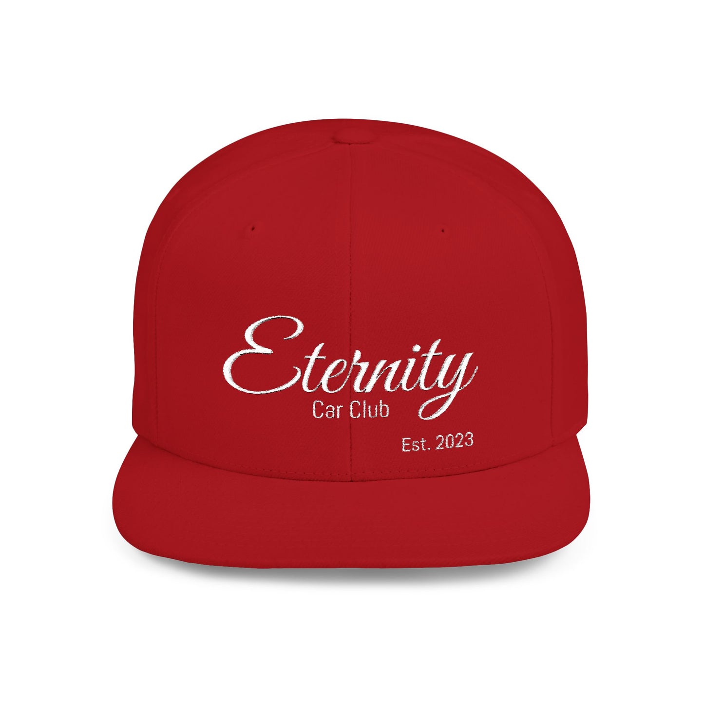 Embroidered Eternity Car Club Flat Bill Snapback Hat