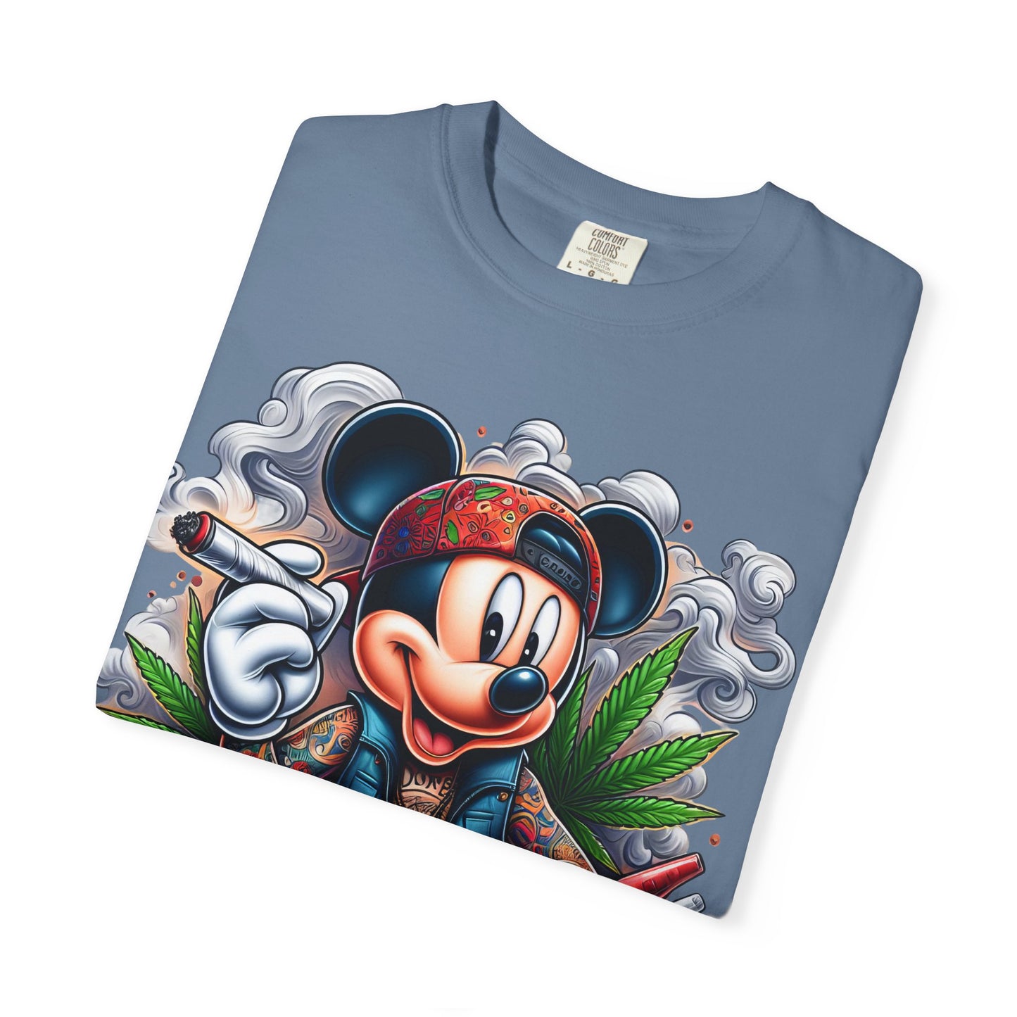 Dope Mickey Mouse Unisex Garment-Dyed T-shirt, Streetwear Tee, Gift for Disney Lovers, Funky Graphic Tee, Casual Wear, 420, Cannabis