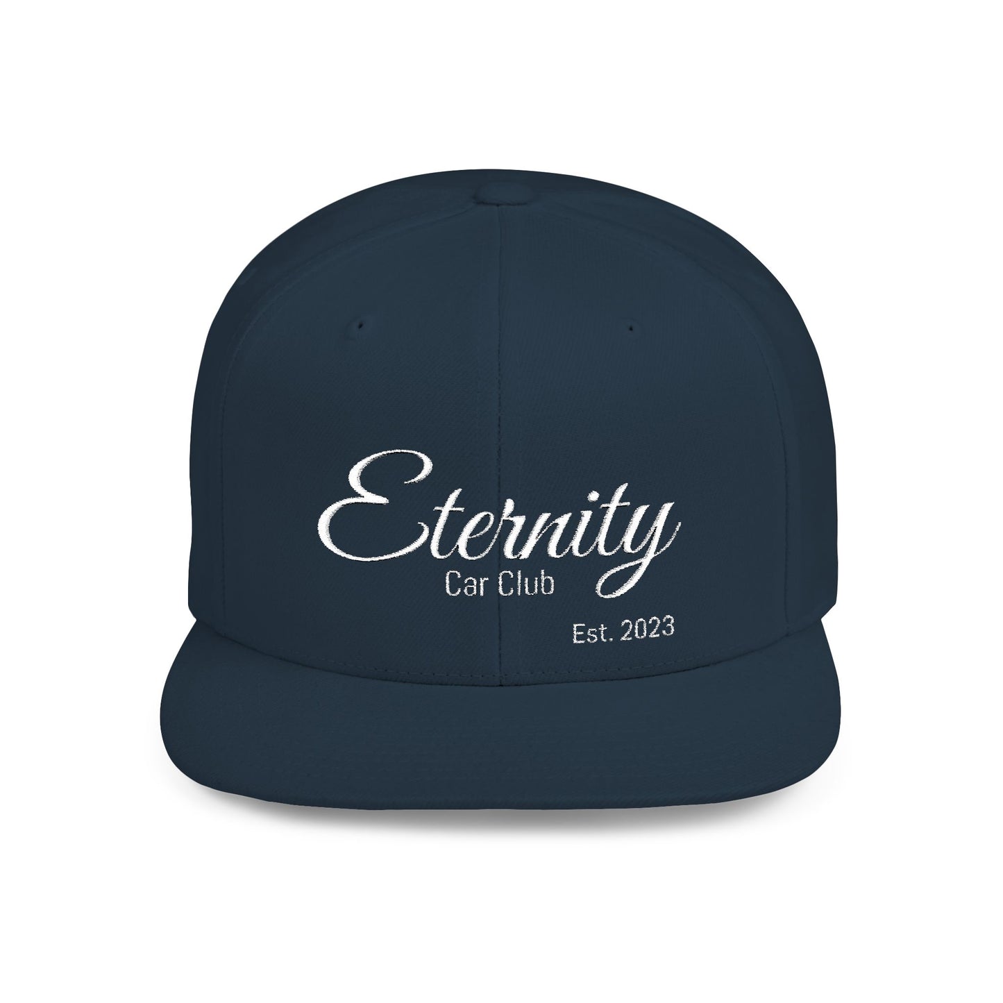 Embroidered Eternity Car Club Flat Bill Snapback Hat