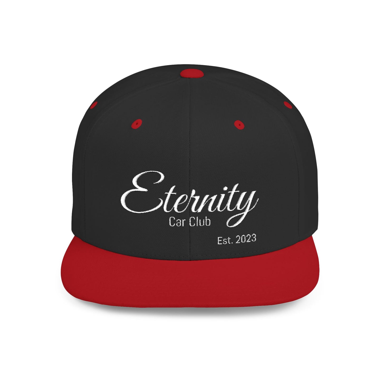 Embroidered Eternity Car Club Flat Bill Snapback Hat