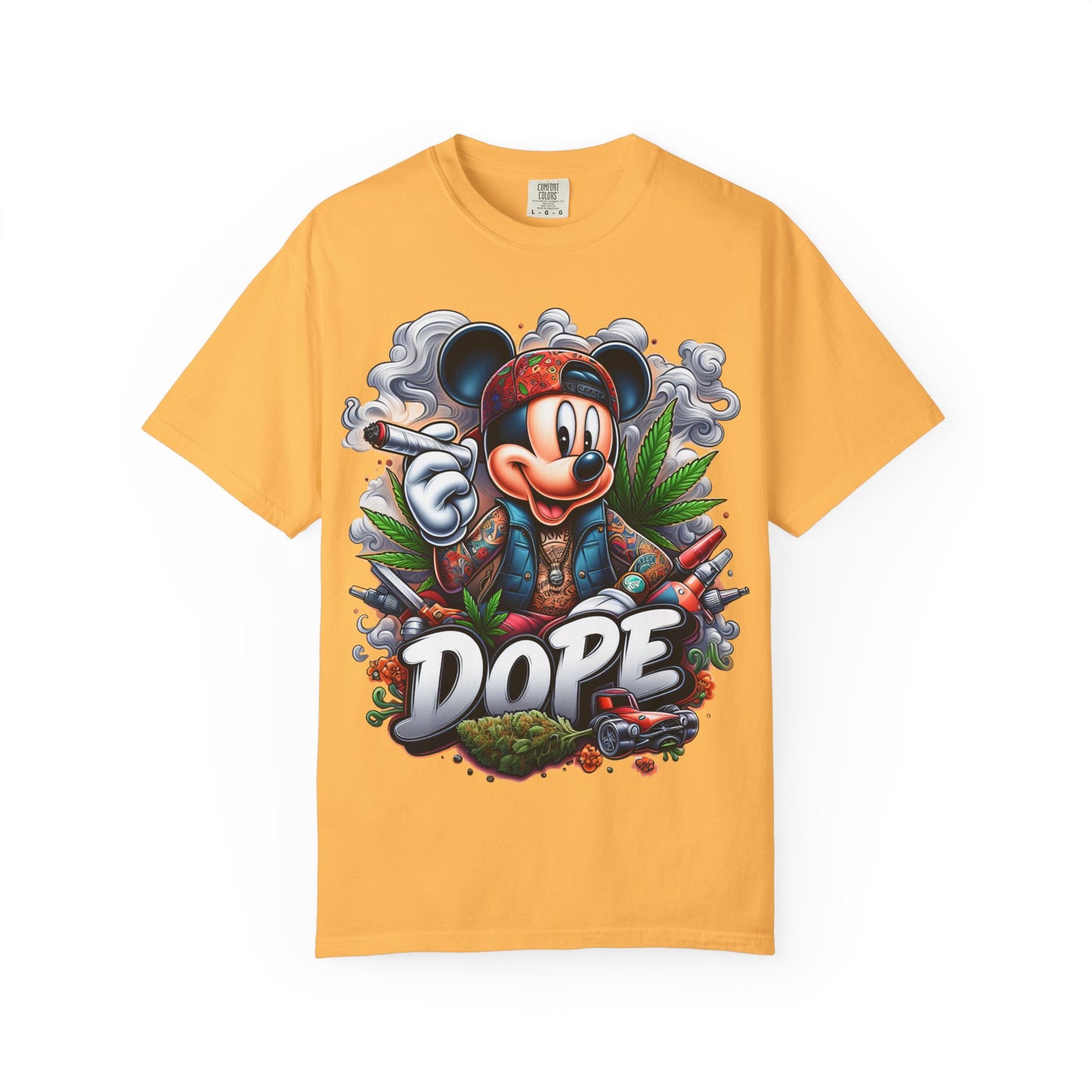 Dope Mickey Mouse Unisex Garment-Dyed T-shirt, Streetwear Tee, Gift for Disney Lovers, Funky Graphic Tee, Casual Wear, 420, Cannabis