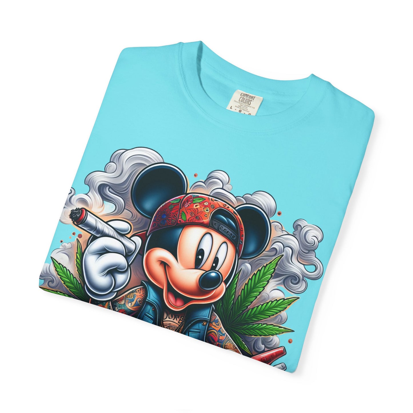 Dope Mickey Mouse Unisex Garment-Dyed T-shirt, Streetwear Tee, Gift for Disney Lovers, Funky Graphic Tee, Casual Wear, 420, Cannabis