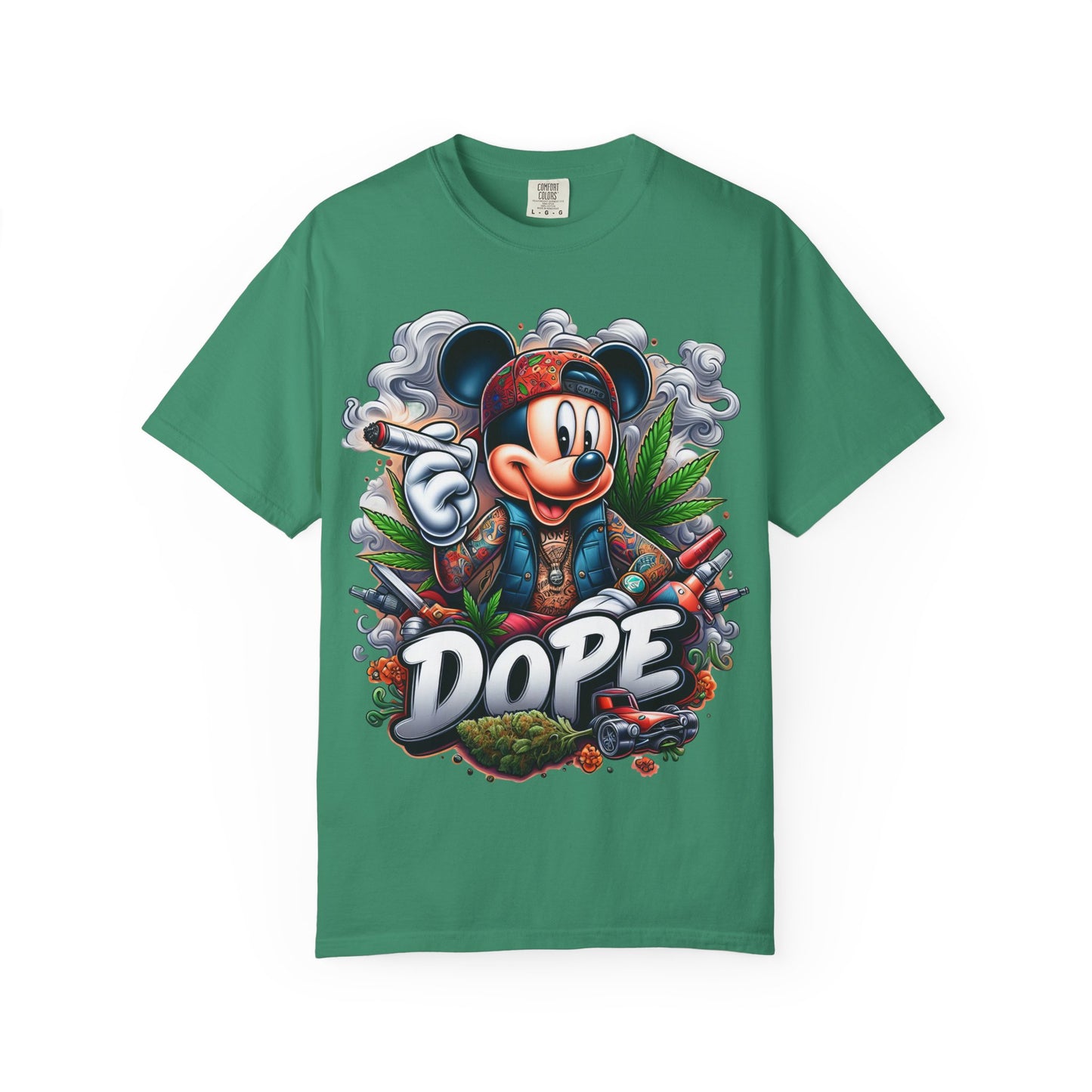 Dope Mickey Mouse Unisex Garment-Dyed T-shirt, Streetwear Tee, Gift for Disney Lovers, Funky Graphic Tee, Casual Wear, 420, Cannabis