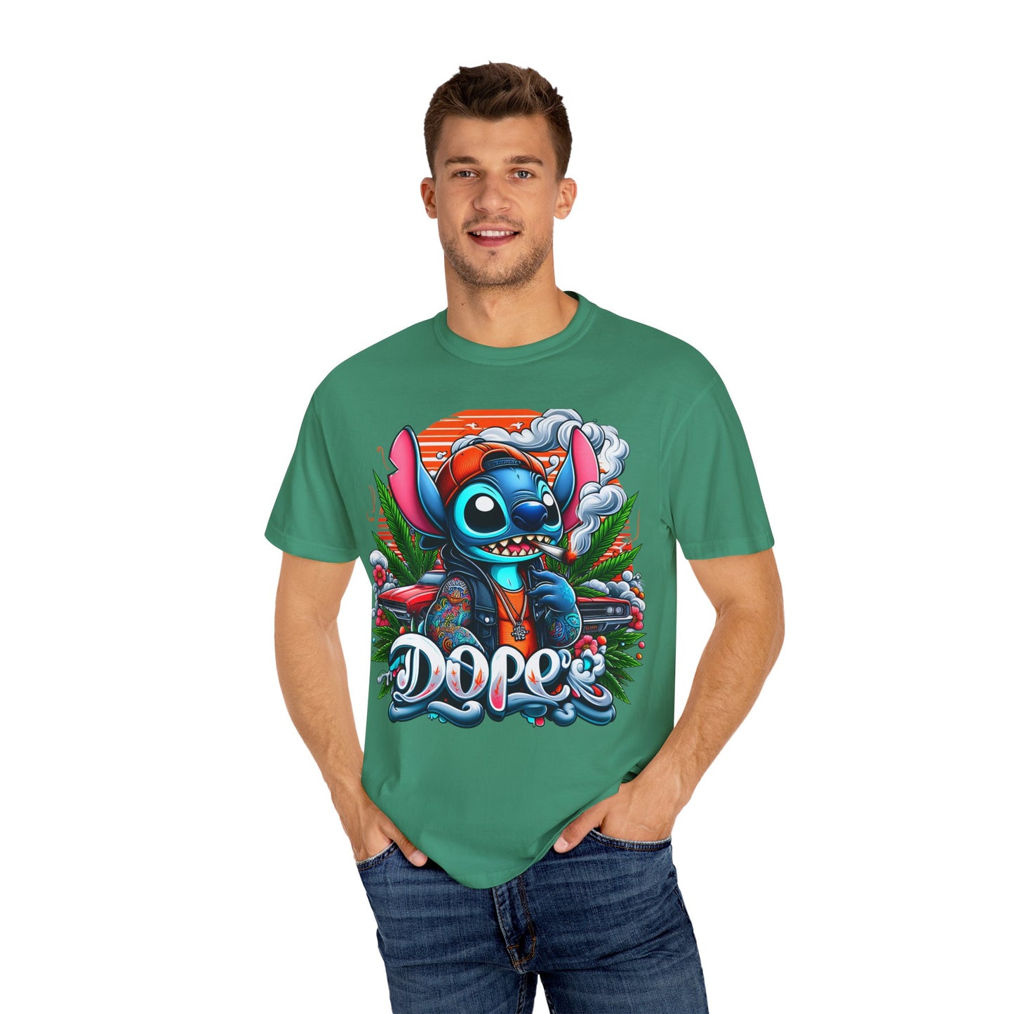 Dope Illustrated Unisex Garment-Dyed T-Shirt | Trendy Streetwear, Casual Style, Summer Fashion,