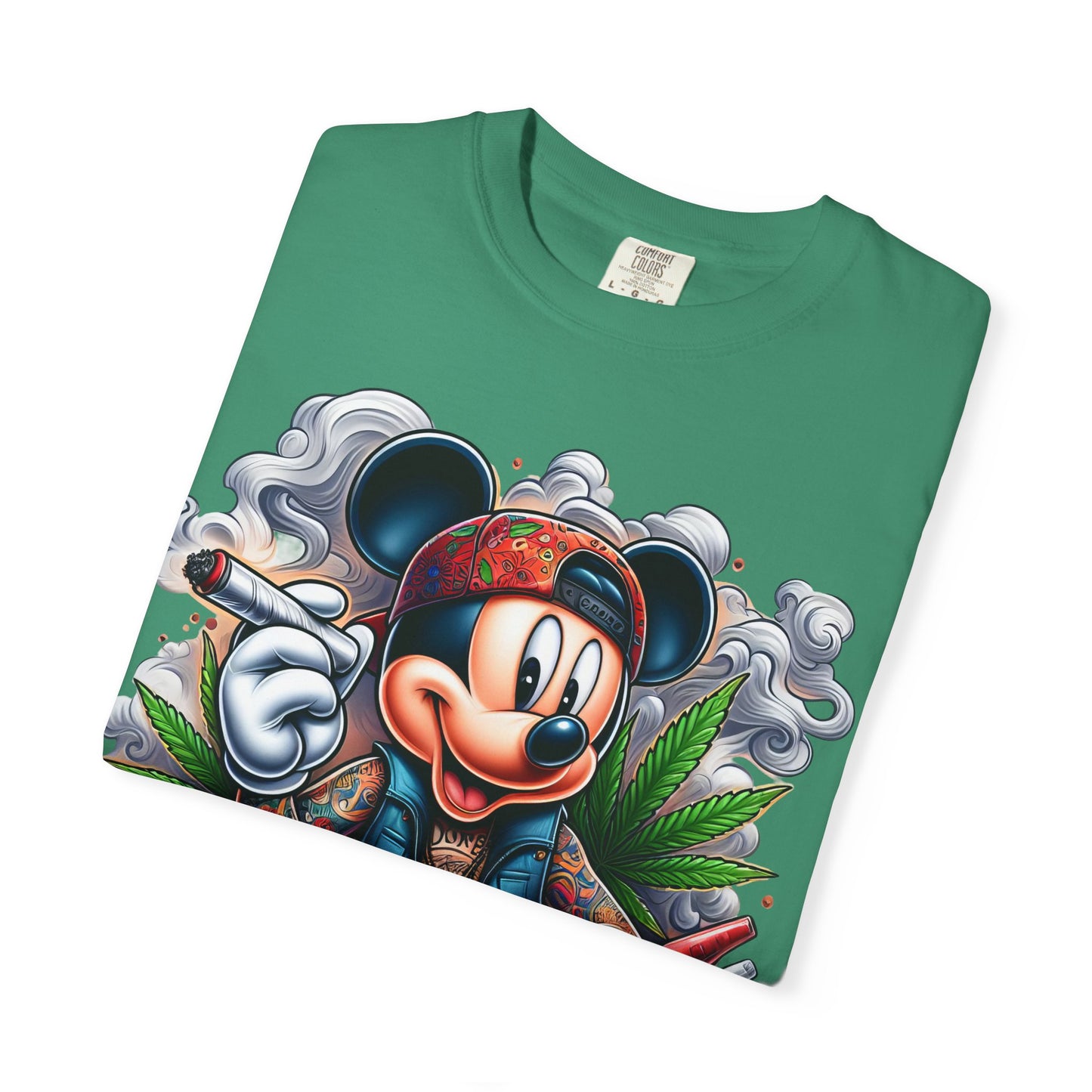 Dope Mickey Mouse Unisex Garment-Dyed T-shirt, Streetwear Tee, Gift for Disney Lovers, Funky Graphic Tee, Casual Wear, 420, Cannabis