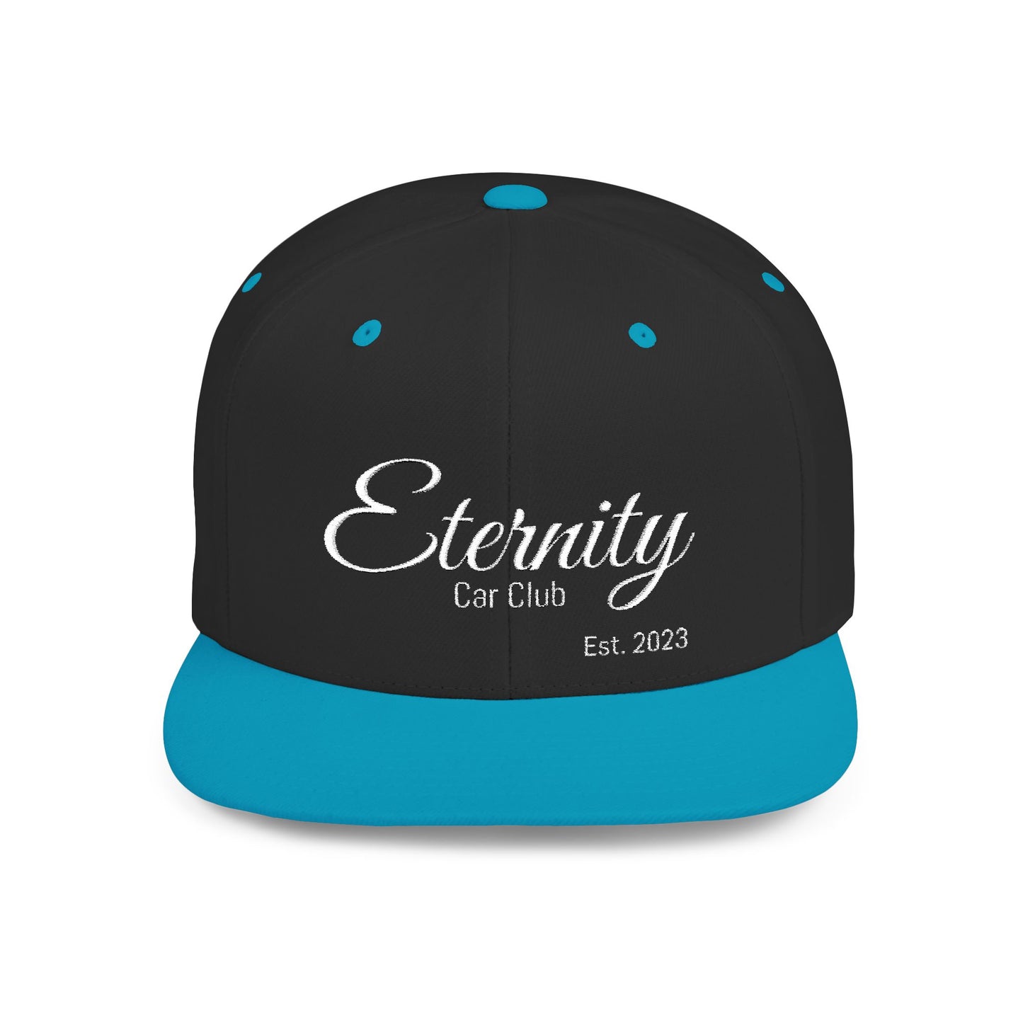 Embroidered Eternity Car Club Flat Bill Snapback Hat