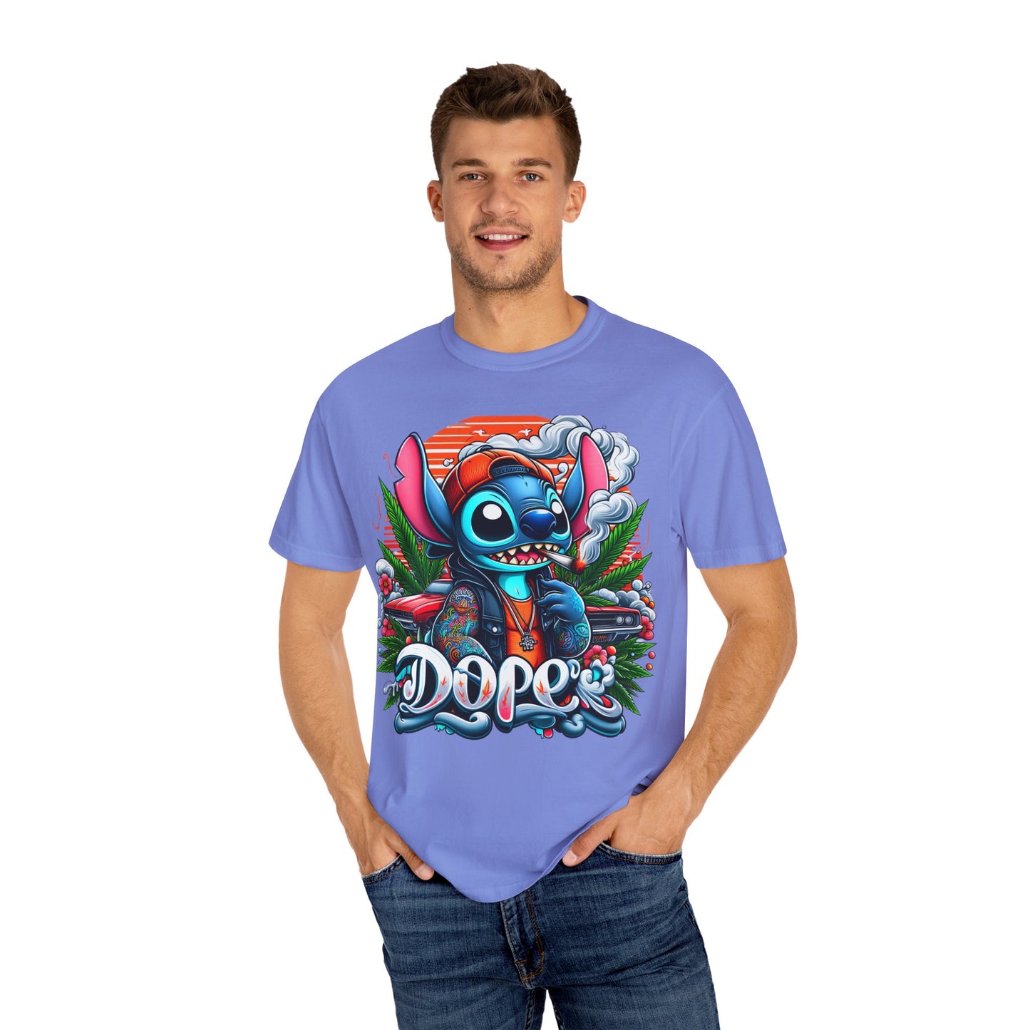 Dope Illustrated Unisex Garment-Dyed T-Shirt | Trendy Streetwear, Casual Style, Summer Fashion,