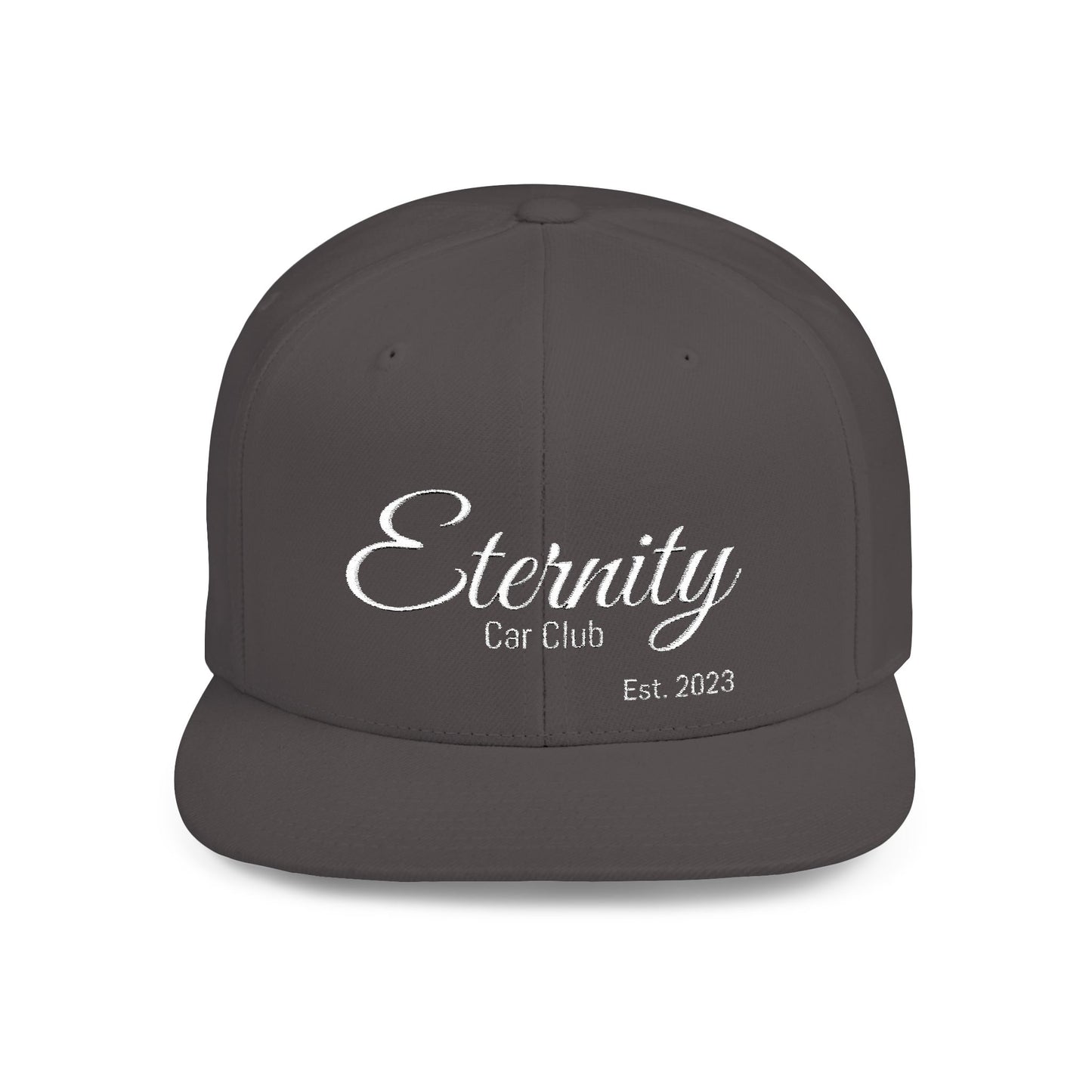 Embroidered Eternity Car Club Flat Bill Snapback Hat