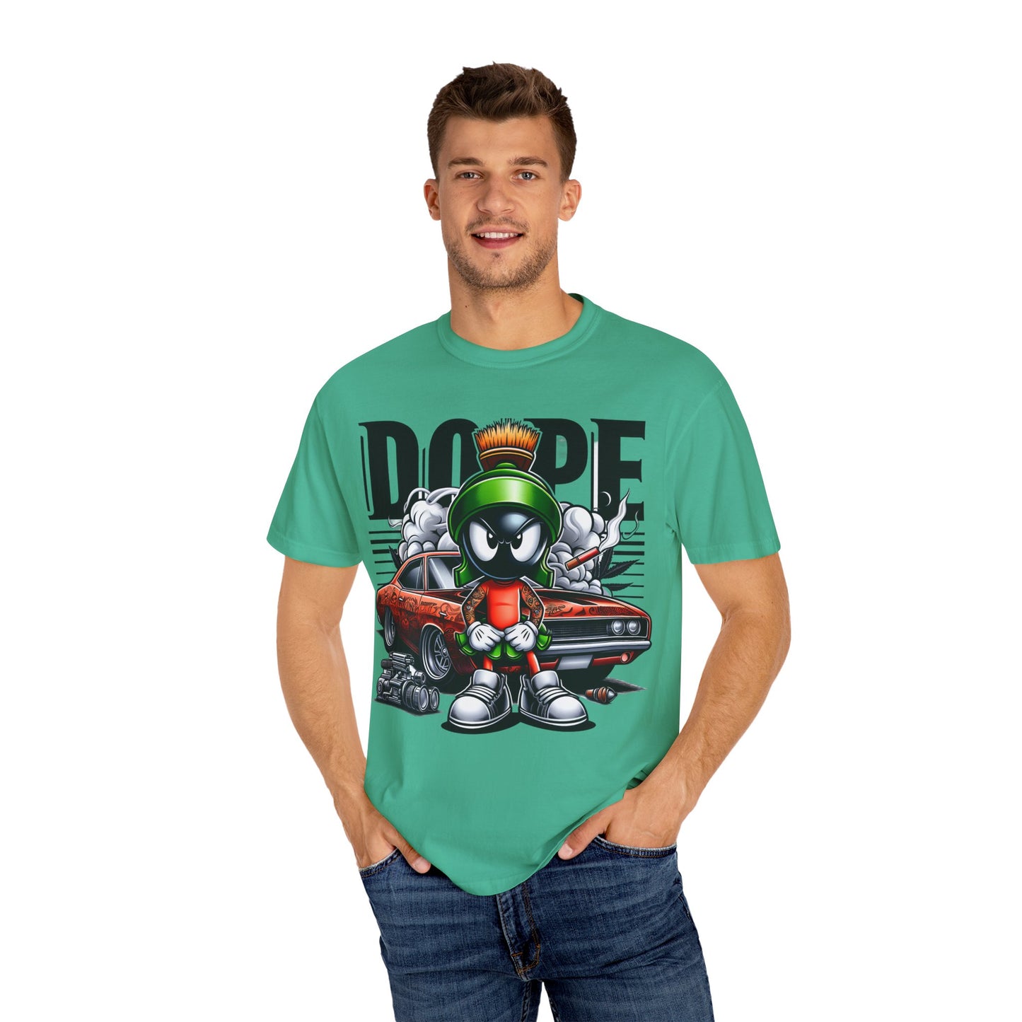 Dope Marvin the Martian Unisex T-shirt, Retro Cartoon Tee, Streetwear Top, Gift for Fans, Casual Everyday Wear, Perfect for Parties, Cannabis, 420