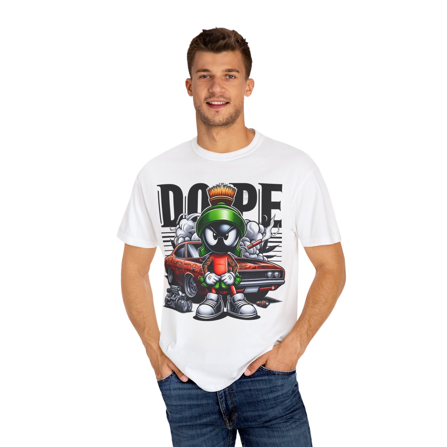 Dope Marvin the Martian Unisex T-shirt, Retro Cartoon Tee, Streetwear Top, Gift for Fans, Casual Everyday Wear, Perfect for Parties, Cannabis, 420