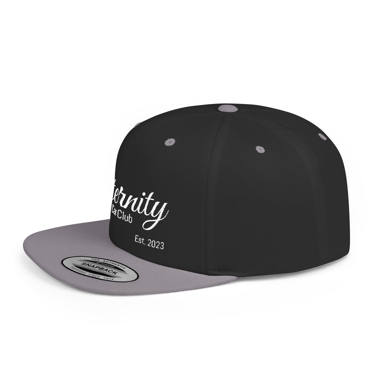 Embroidered Eternity Car Club Flat Bill Snapback Hat