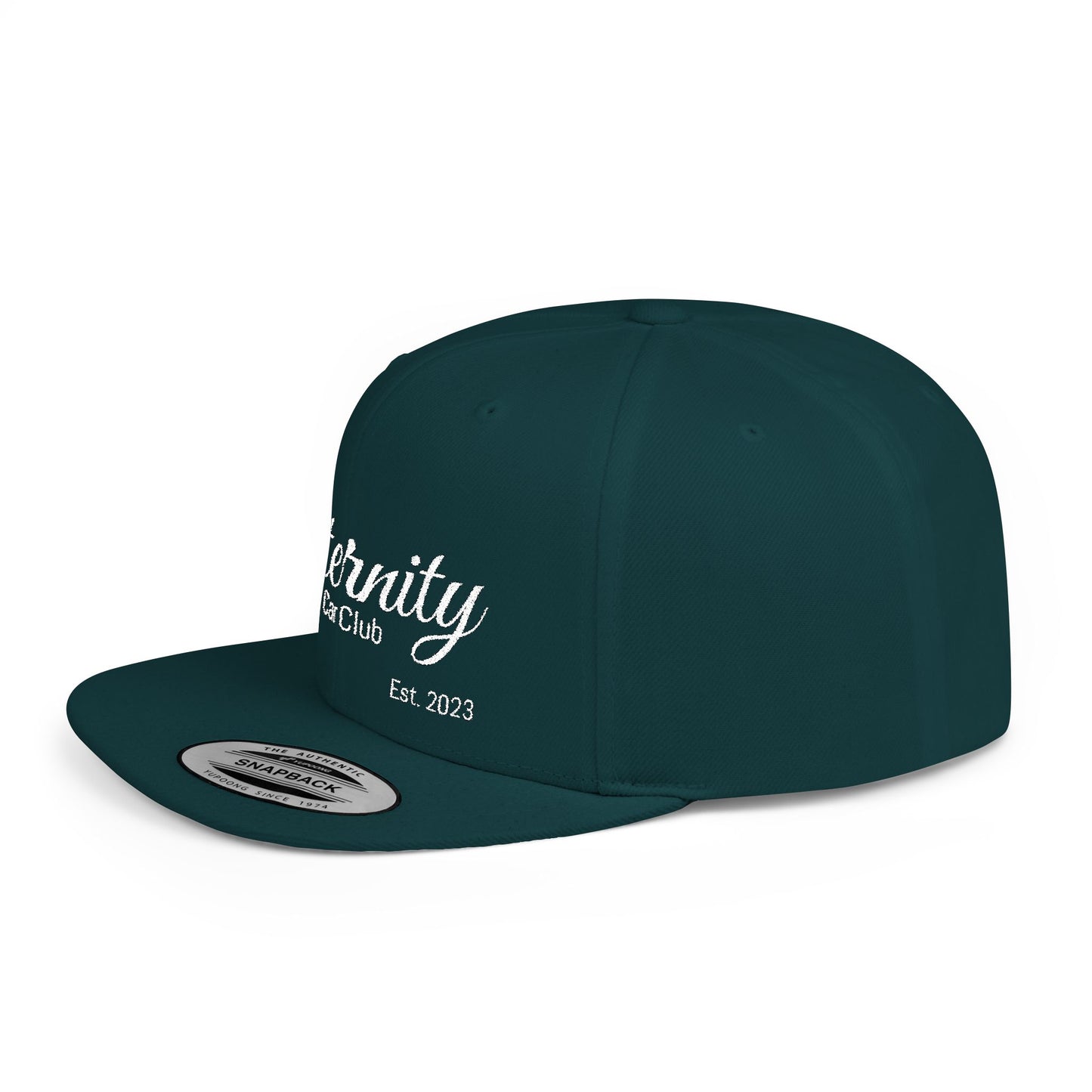 Embroidered Eternity Car Club Flat Bill Snapback Hat