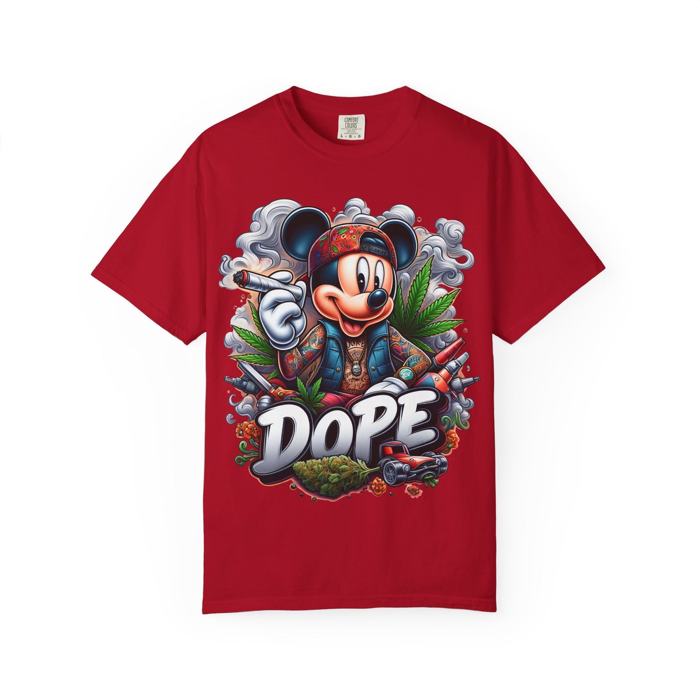Dope Mickey Mouse Unisex Garment-Dyed T-shirt, Streetwear Tee, Gift for Disney Lovers, Funky Graphic Tee, Casual Wear, 420, Cannabis