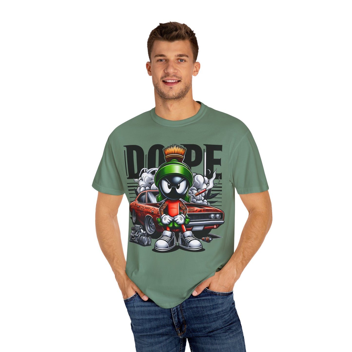 Dope Marvin the Martian Unisex T-shirt, Retro Cartoon Tee, Streetwear Top, Gift for Fans, Casual Everyday Wear, Perfect for Parties, Cannabis, 420