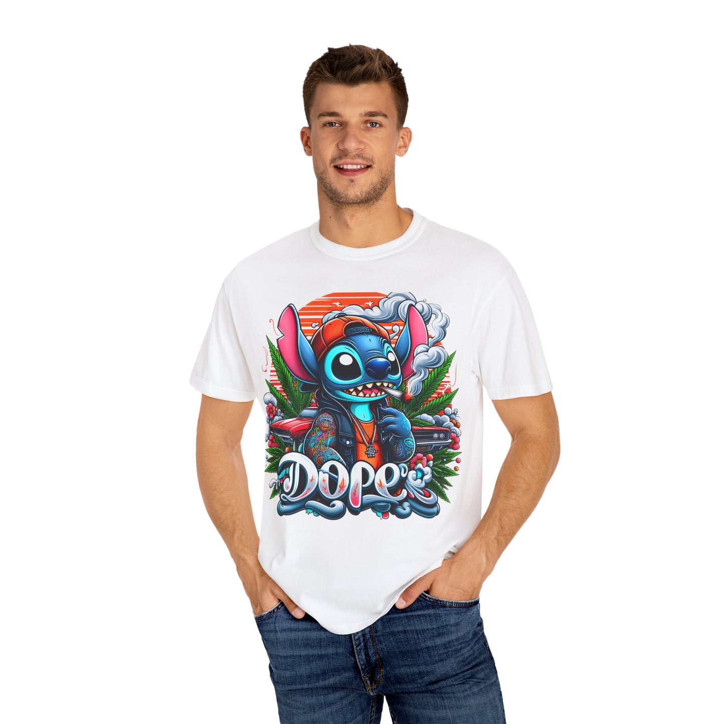 Dope Illustrated Unisex Garment-Dyed T-Shirt | Trendy Streetwear, Casual Style, Summer Fashion,