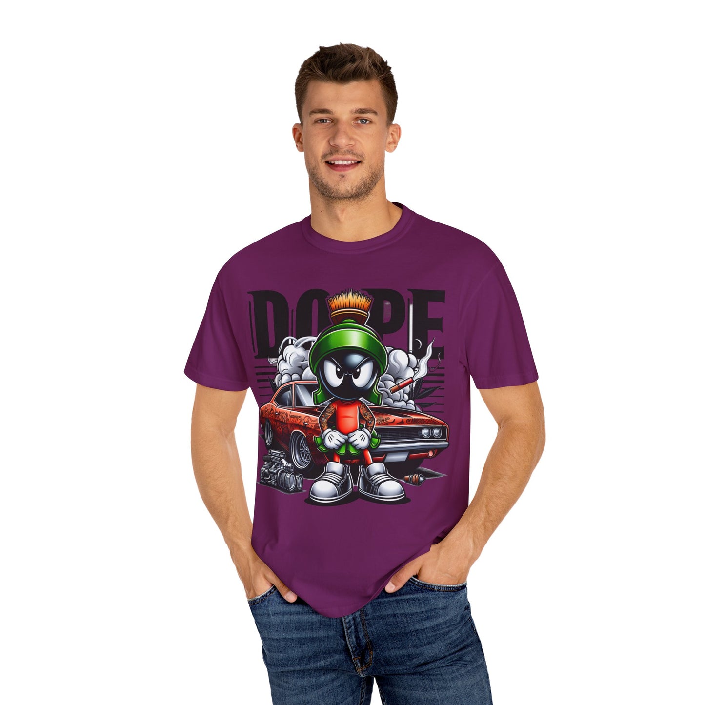 Dope Marvin the Martian Unisex T-shirt, Retro Cartoon Tee, Streetwear Top, Gift for Fans, Casual Everyday Wear, Perfect for Parties, Cannabis, 420