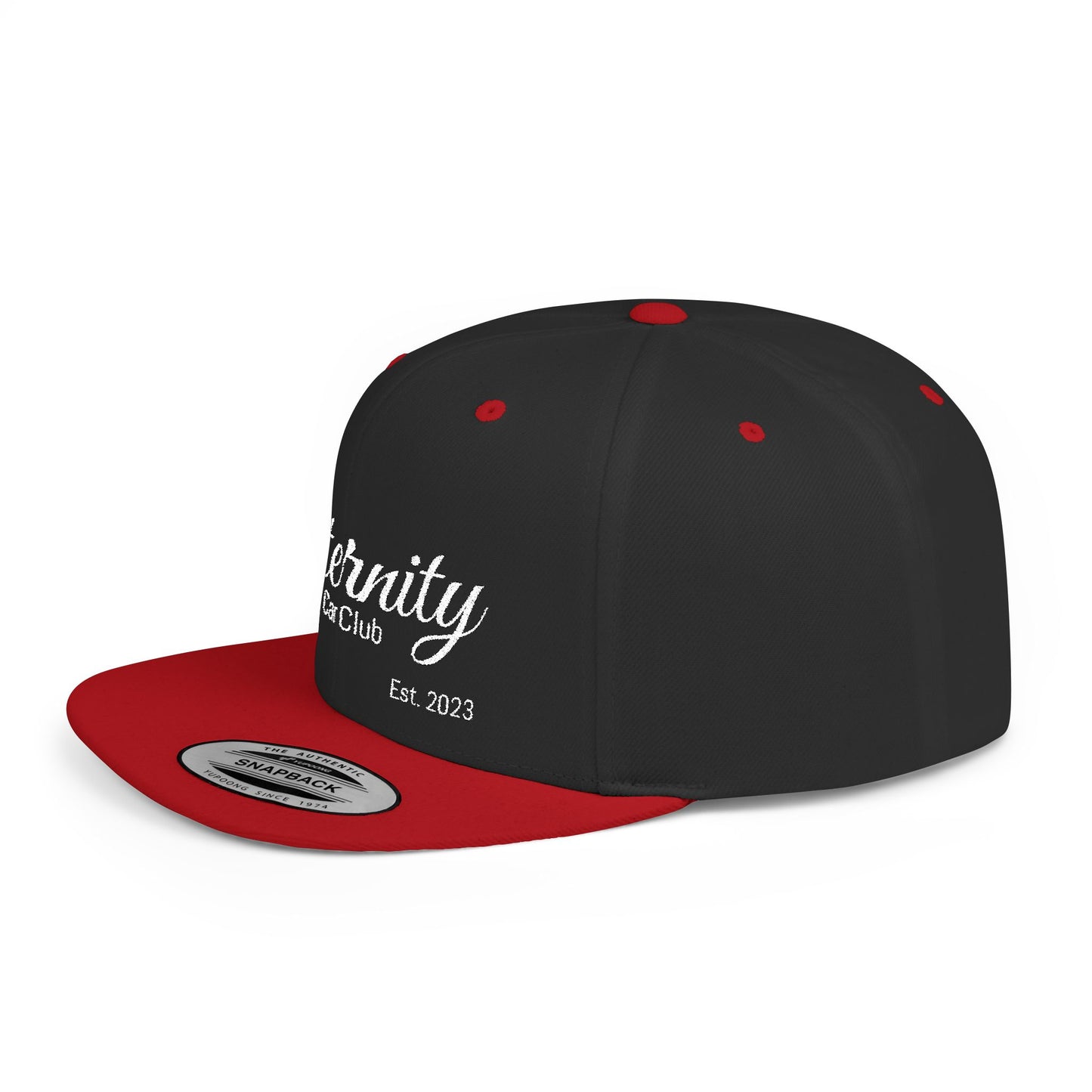 Embroidered Eternity Car Club Flat Bill Snapback Hat