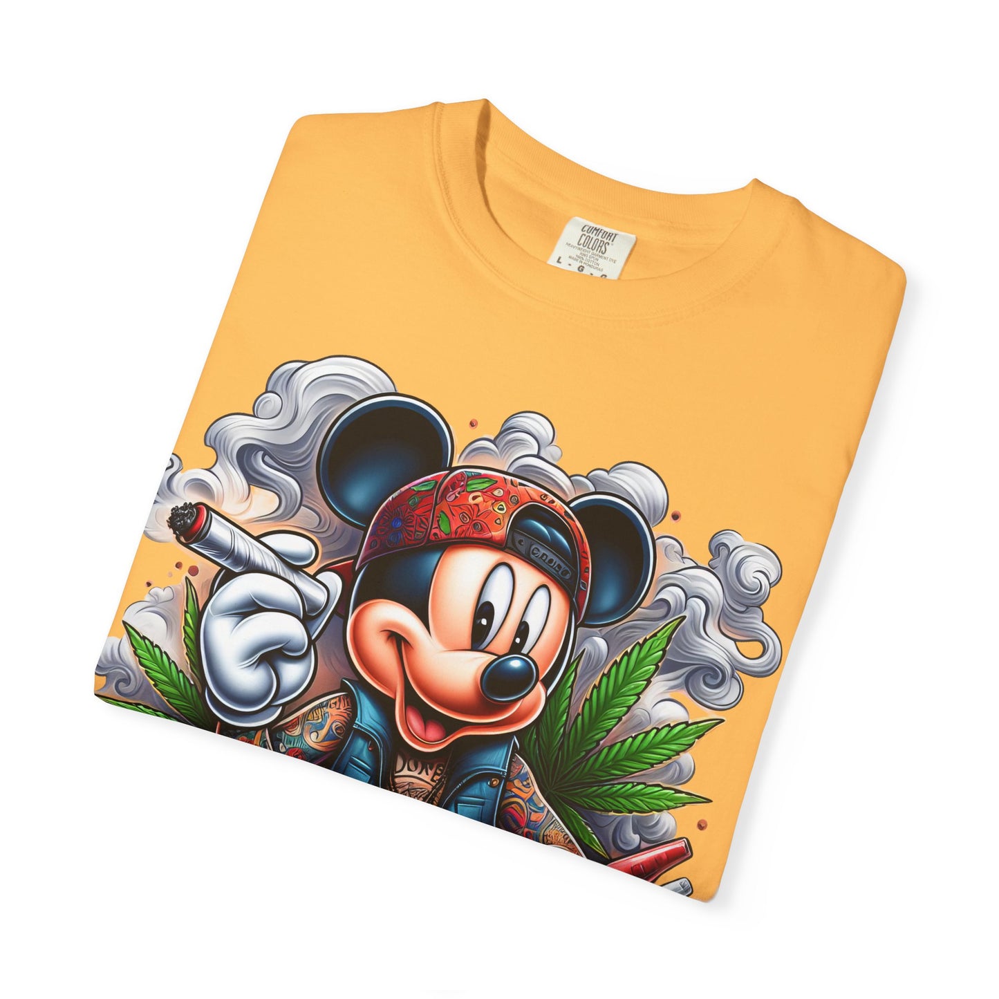 Dope Mickey Mouse Unisex Garment-Dyed T-shirt, Streetwear Tee, Gift for Disney Lovers, Funky Graphic Tee, Casual Wear, 420, Cannabis