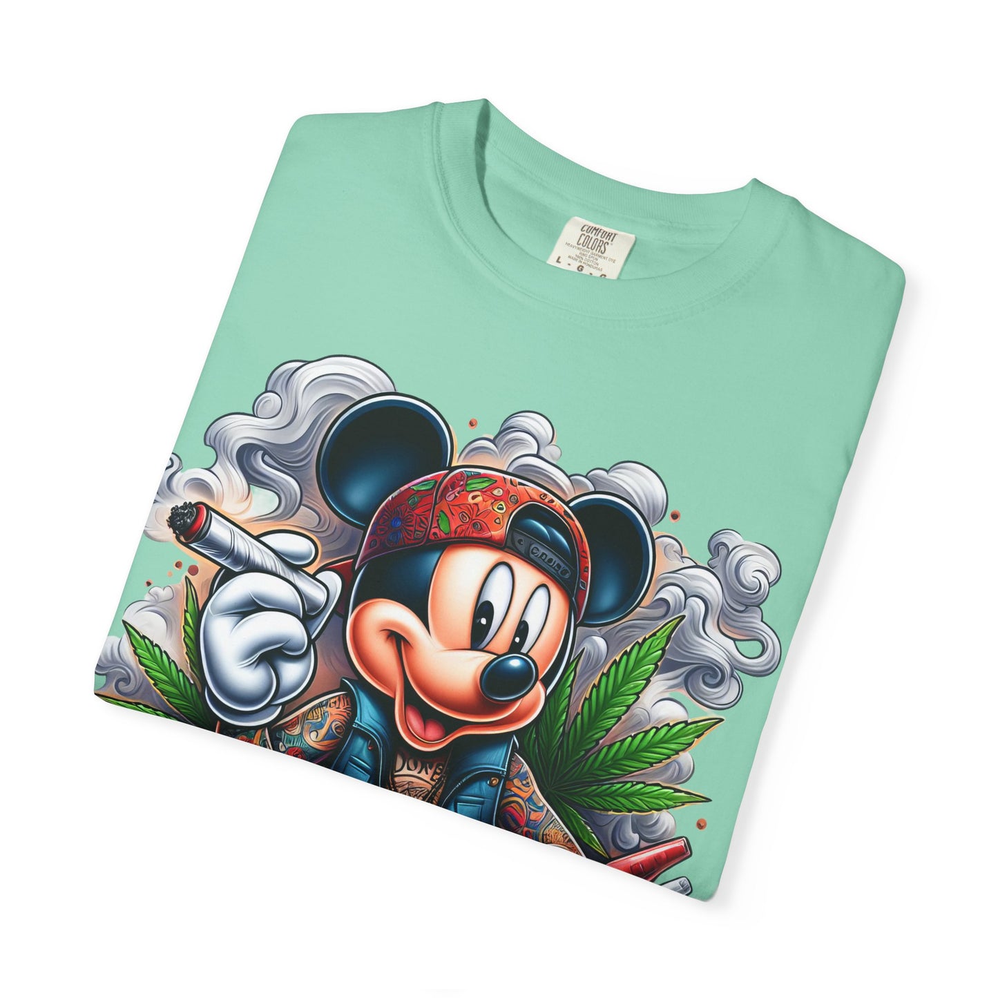 Dope Mickey Mouse Unisex Garment-Dyed T-shirt, Streetwear Tee, Gift for Disney Lovers, Funky Graphic Tee, Casual Wear, 420, Cannabis