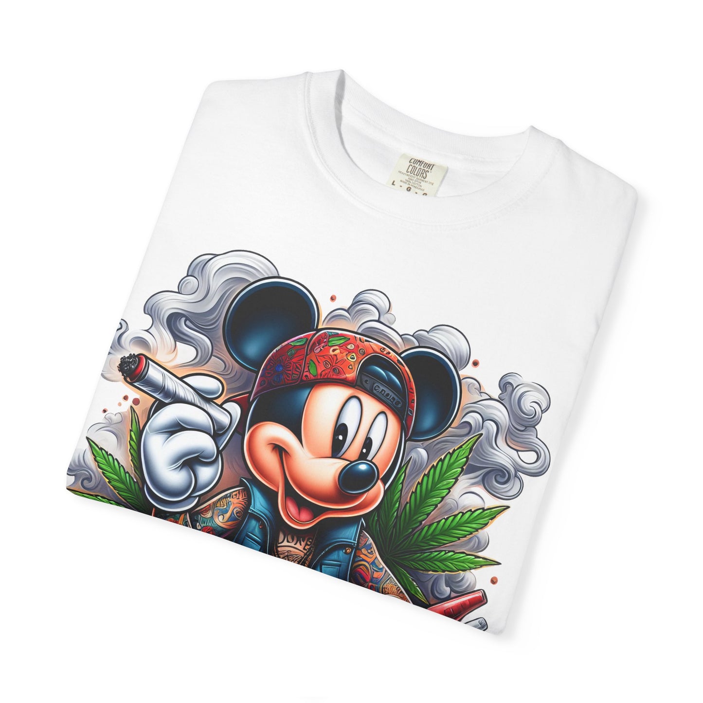 Dope Mickey Mouse Unisex Garment-Dyed T-shirt, Streetwear Tee, Gift for Disney Lovers, Funky Graphic Tee, Casual Wear, 420, Cannabis