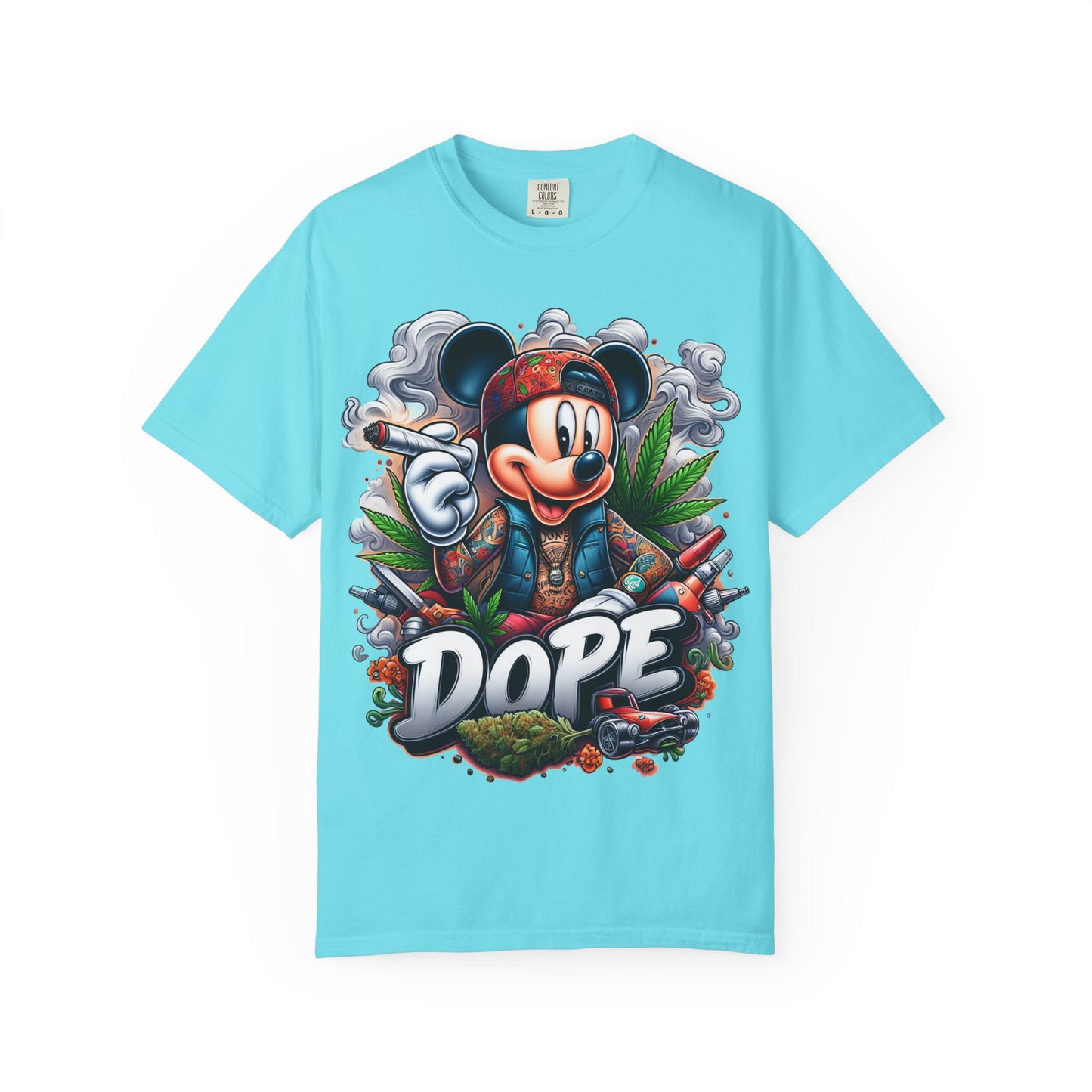 Dope Mickey Mouse Unisex Garment-Dyed T-shirt, Streetwear Tee, Gift for Disney Lovers, Funky Graphic Tee, Casual Wear, 420, Cannabis