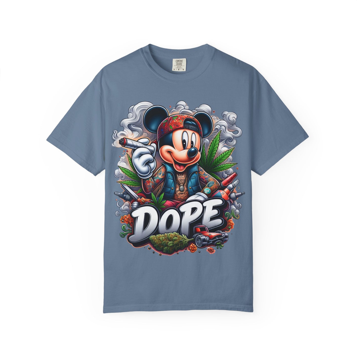 Dope Mickey Mouse Unisex Garment-Dyed T-shirt, Streetwear Tee, Gift for Disney Lovers, Funky Graphic Tee, Casual Wear, 420, Cannabis