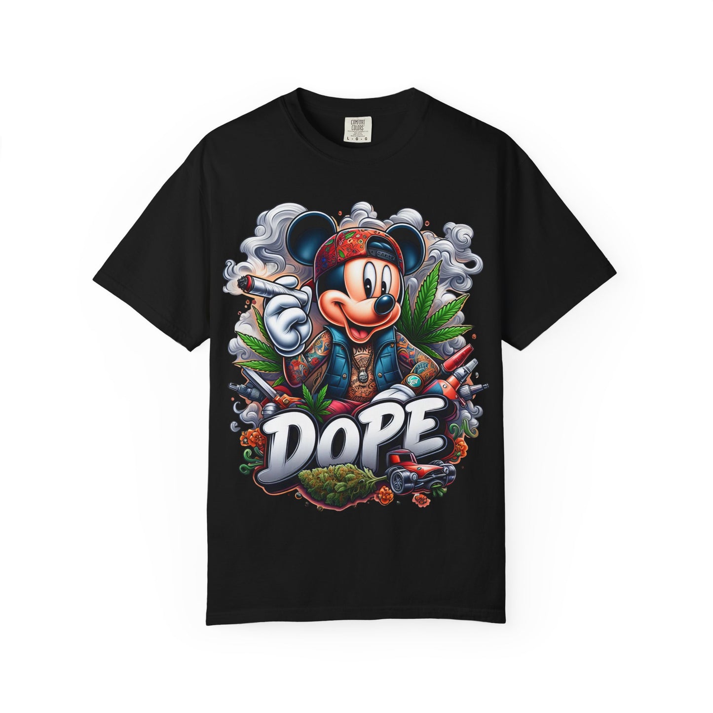 Dope Mickey Mouse Unisex Garment-Dyed T-shirt, Streetwear Tee, Gift for Disney Lovers, Funky Graphic Tee, Casual Wear, 420, Cannabis