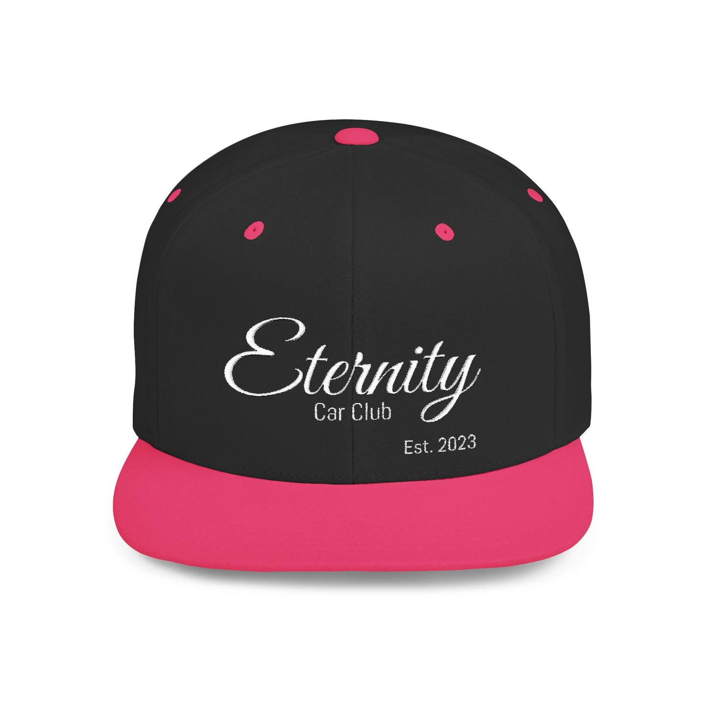 Embroidered Eternity Car Club Flat Bill Snapback Hat