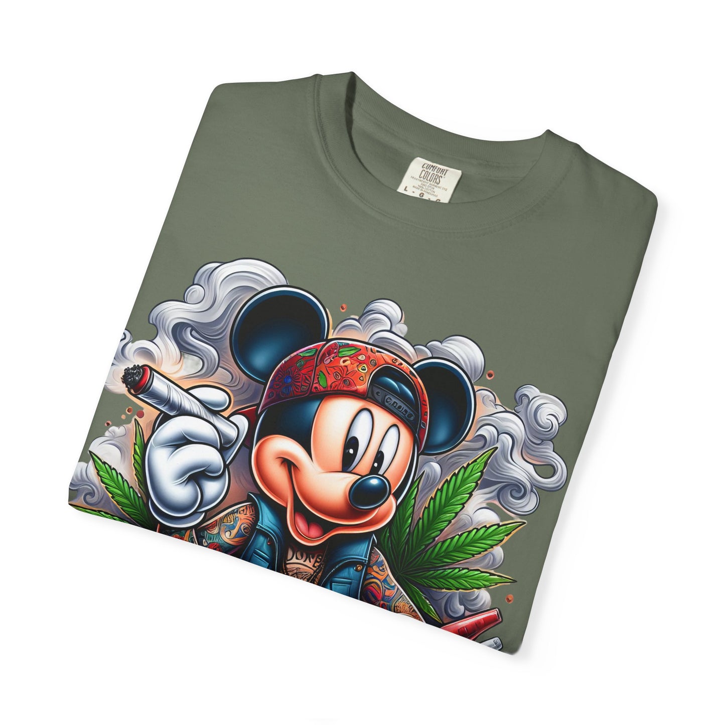 Dope Mickey Mouse Unisex Garment-Dyed T-shirt, Streetwear Tee, Gift for Disney Lovers, Funky Graphic Tee, Casual Wear, 420, Cannabis