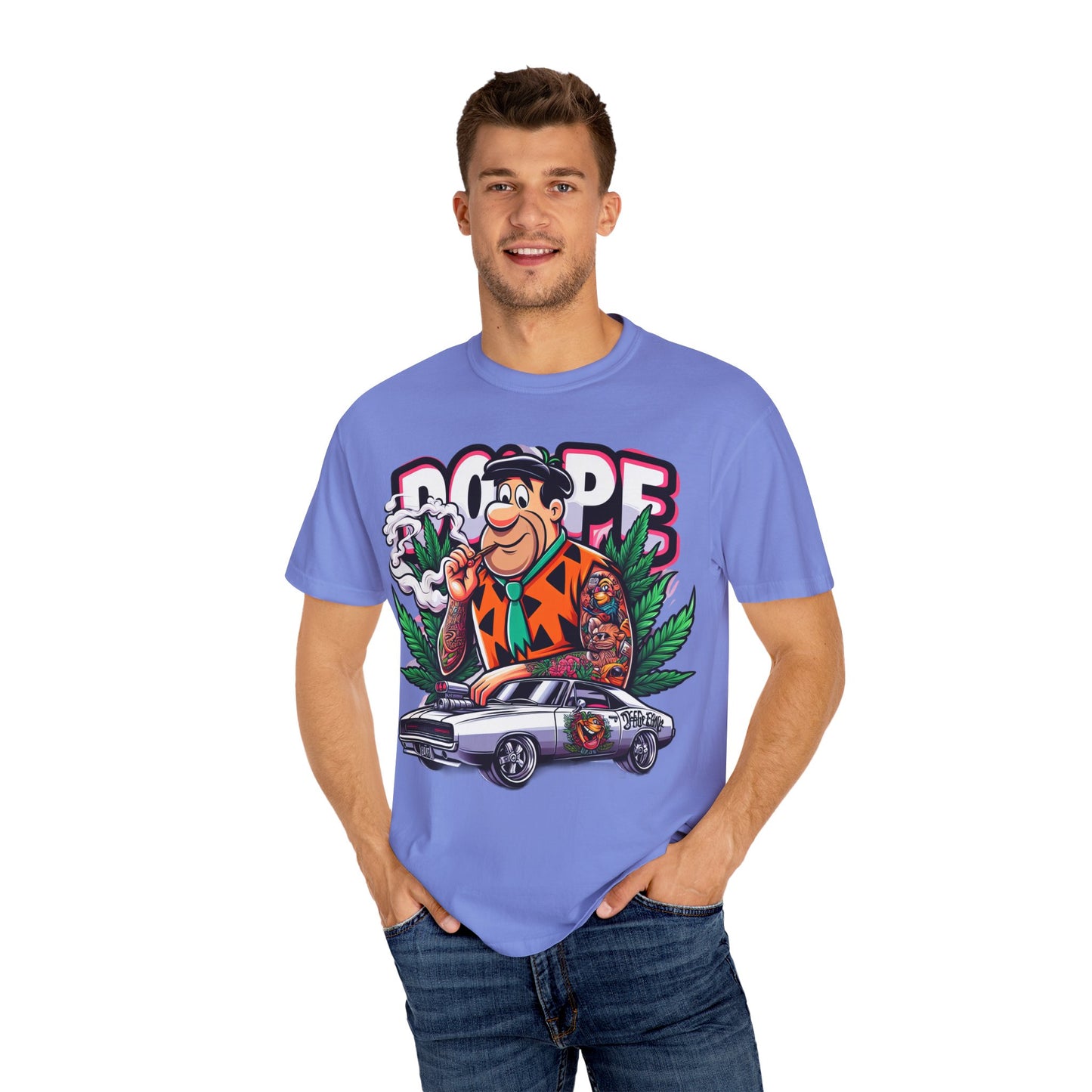 Cool Retro Cartoon T-shirt, Vintage Vibe Tee, Gift for Dads, Smoky Chill Shirt, Unisex Garment-Dyed Tee, Streetwear Style, 420, Cannabis