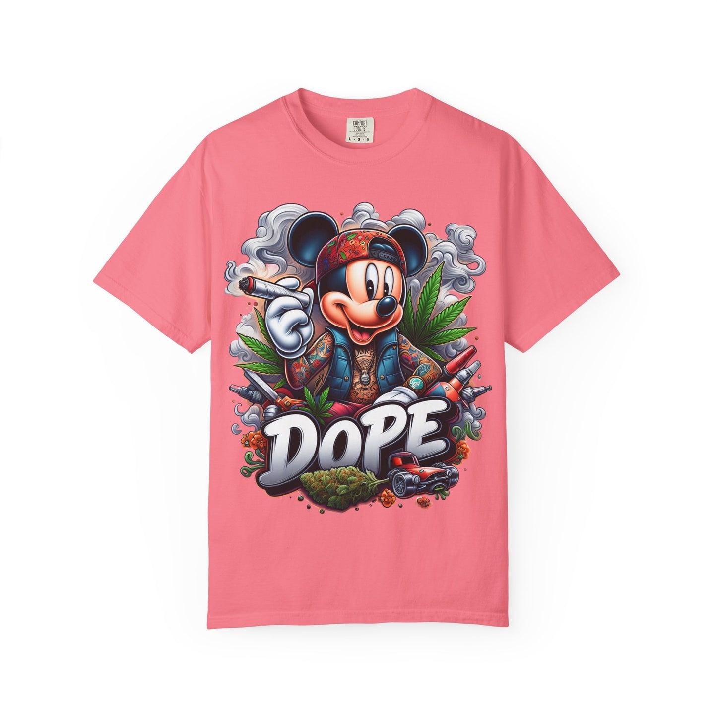 Dope Mickey Mouse Unisex Garment-Dyed T-shirt, Streetwear Tee, Gift for Disney Lovers, Funky Graphic Tee, Casual Wear, 420, Cannabis
