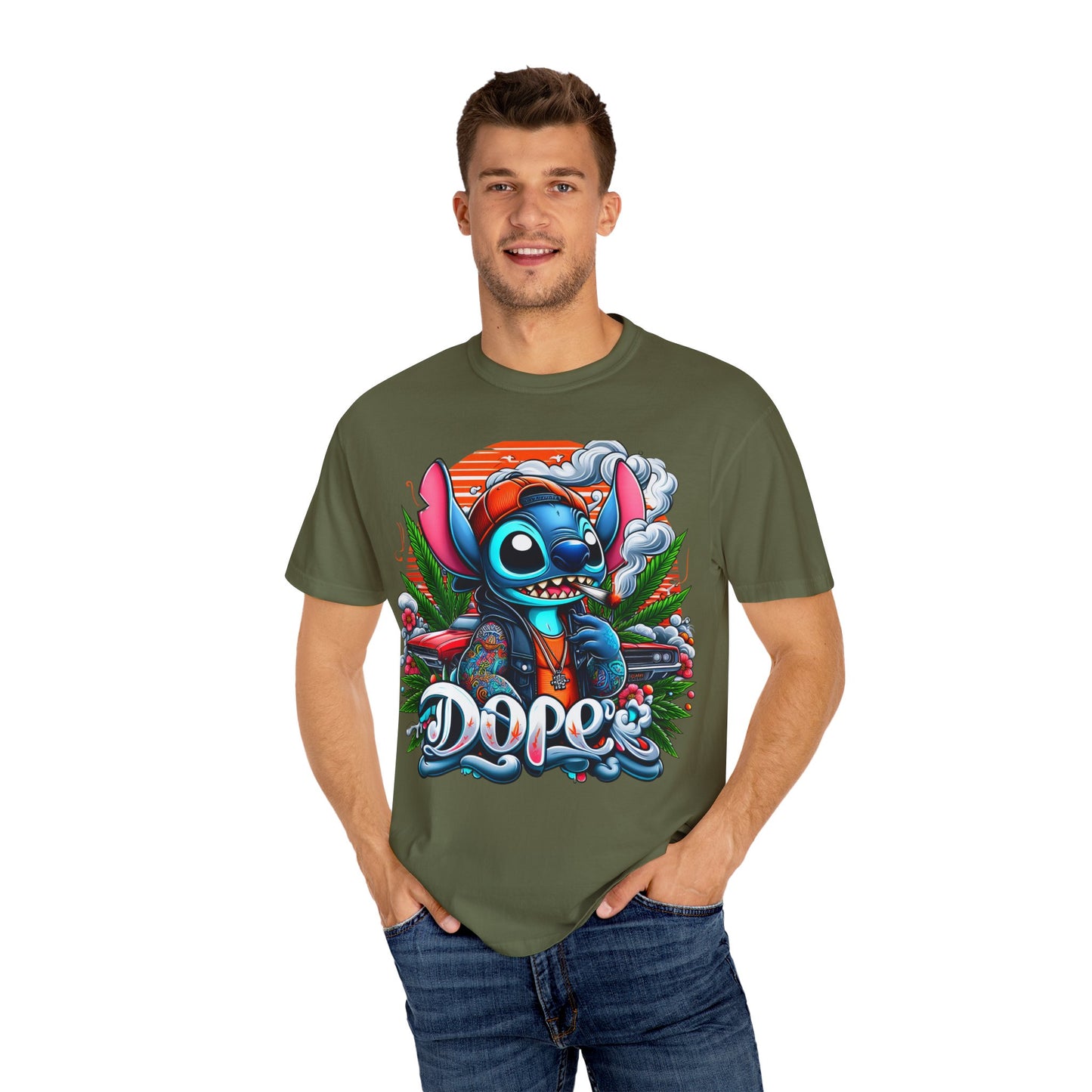 Dope Illustrated Unisex Garment-Dyed T-Shirt | Trendy Streetwear, Casual Style, Summer Fashion,